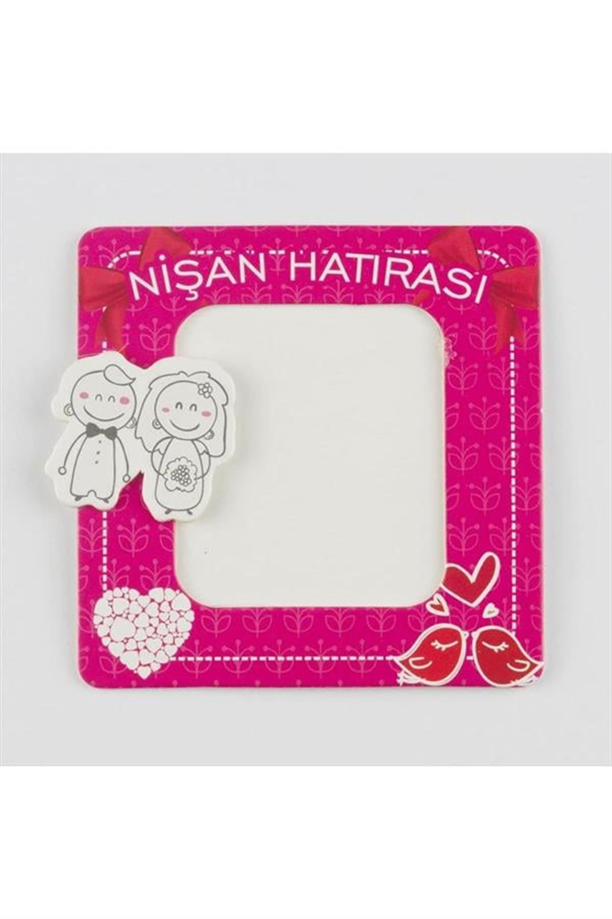 Nişan Hatırası Magnet Karton Çerçeve - Pembe