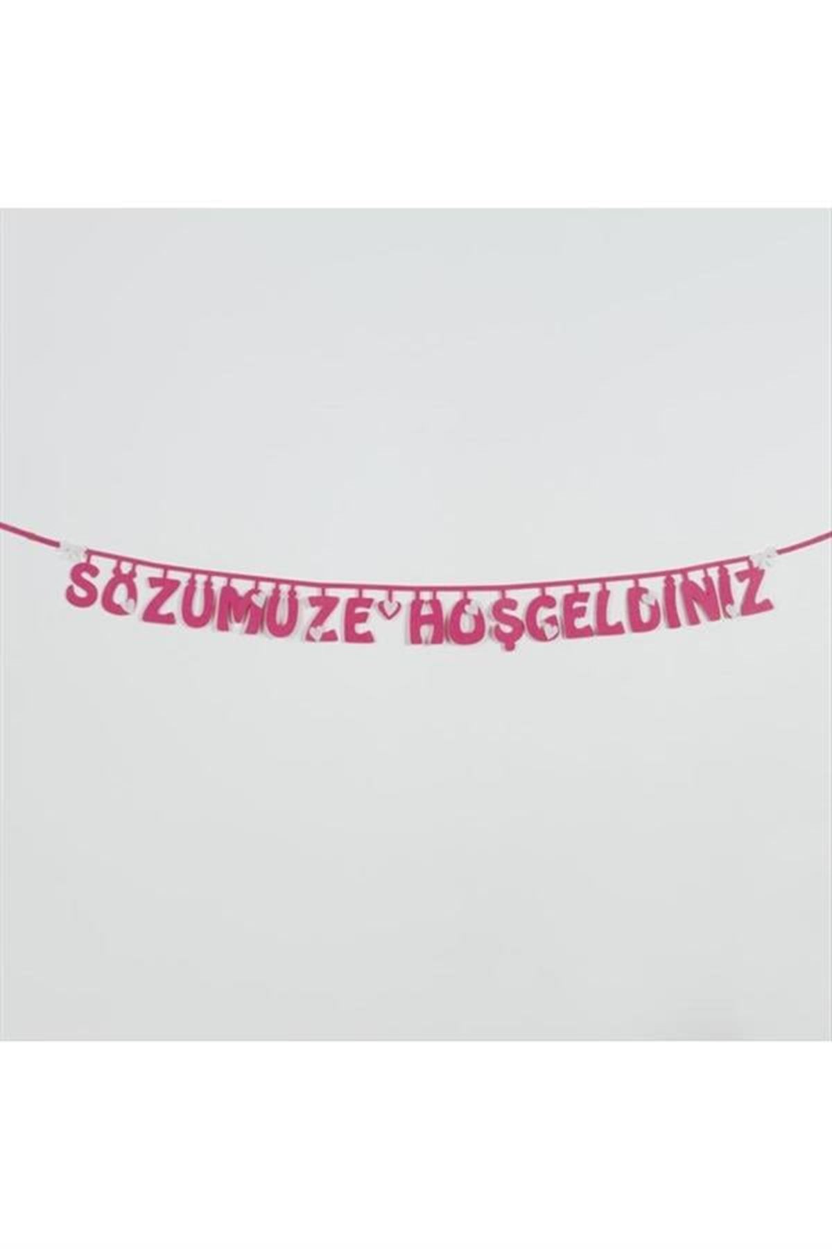 Sözümüze Hoşgeldiniz Keçe Yazı - Pembe
