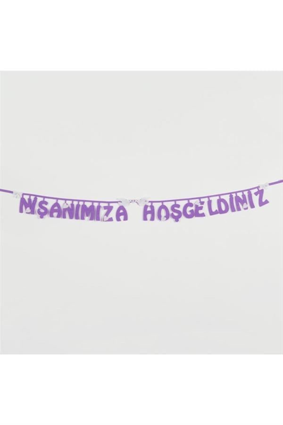 Nişanımıza Hoşgeldiniz Keçe Yazı - Mor