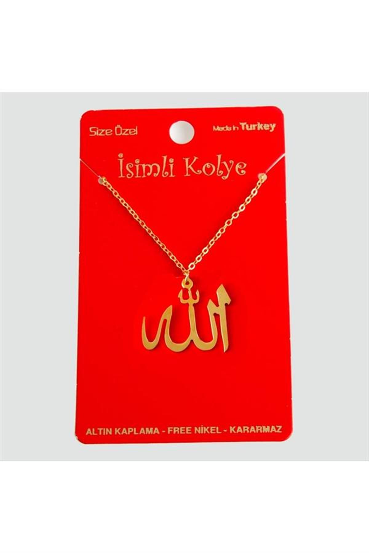 Allah Yazılı Uçlu Kolye - Sarı
