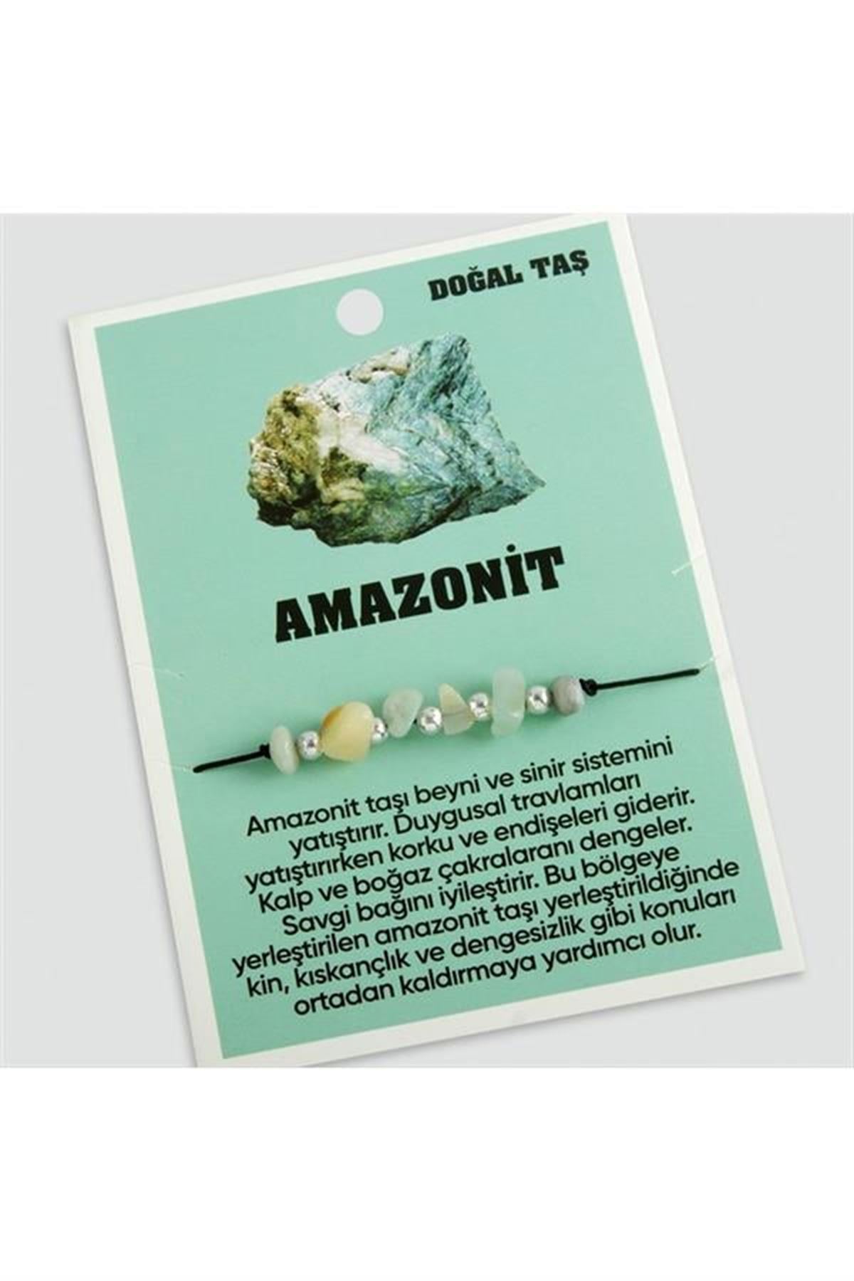 Amazonit Doğaltaşlı İp Bileklik - Yeşil