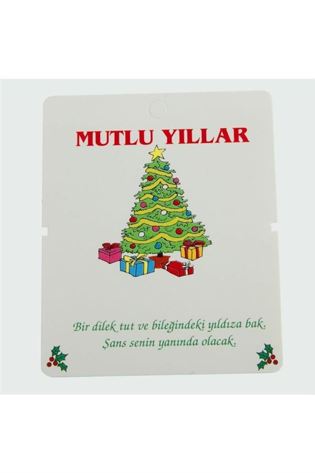 Mutlu Yıllar Bileklik Kartı 200 Adet - Beyaz