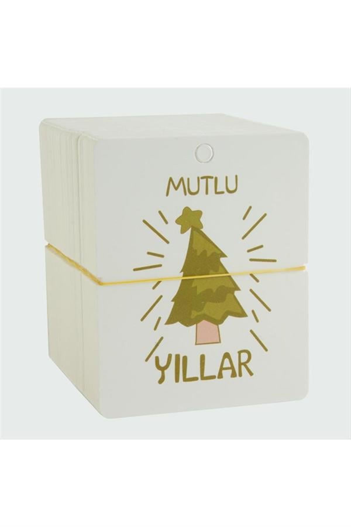 Mutlu Yıllar Bileklik Kartı 200 Adet - Beyaz