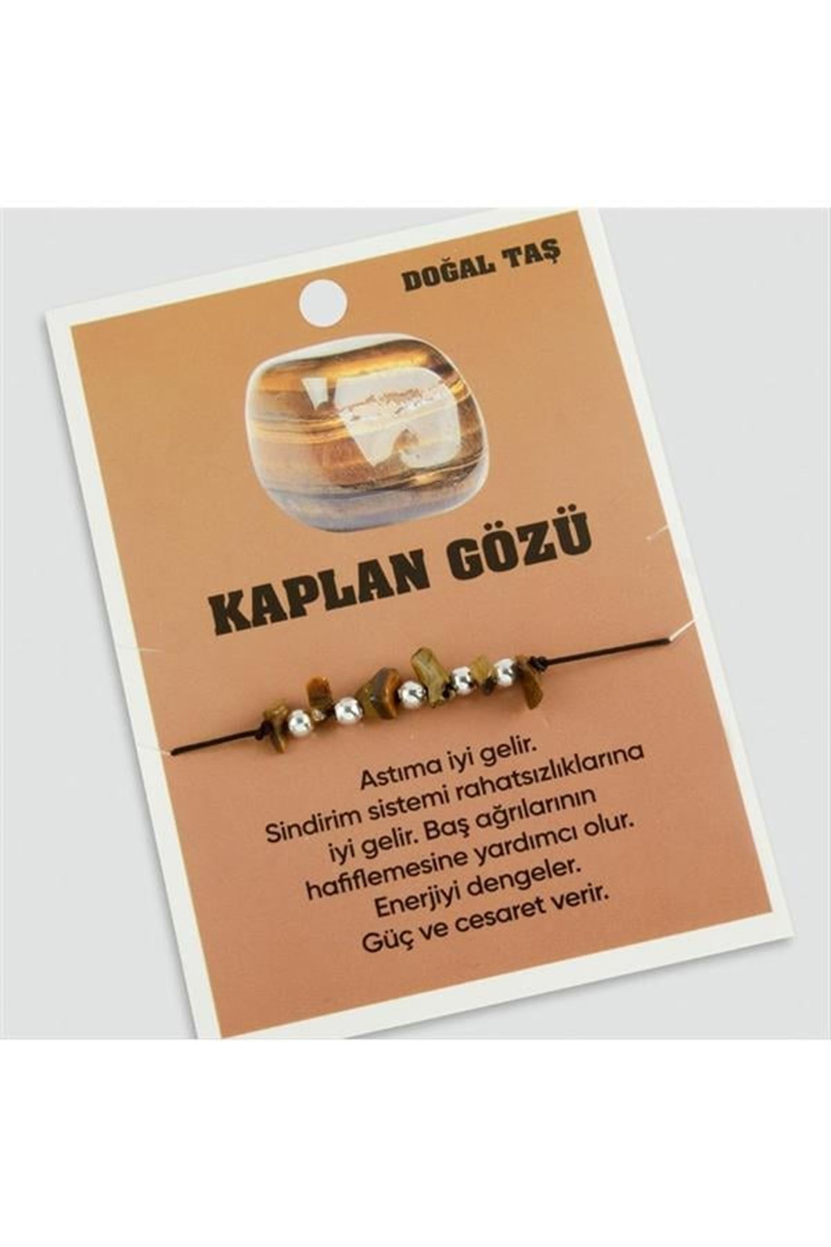 Kaplangözü Doğaltaşlı İp Bileklik - Kahverengi