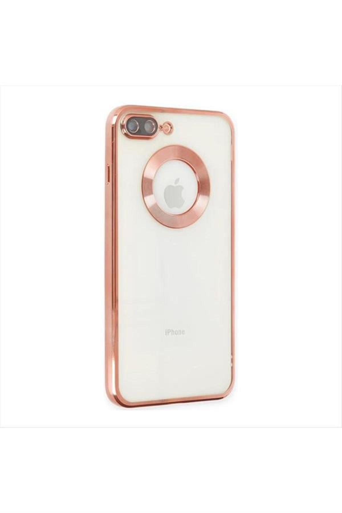 iPhone 7 Plus Lüx Lensli Lazer Silikon Kılıf (Kamera Korumalı) - Açık Pembe