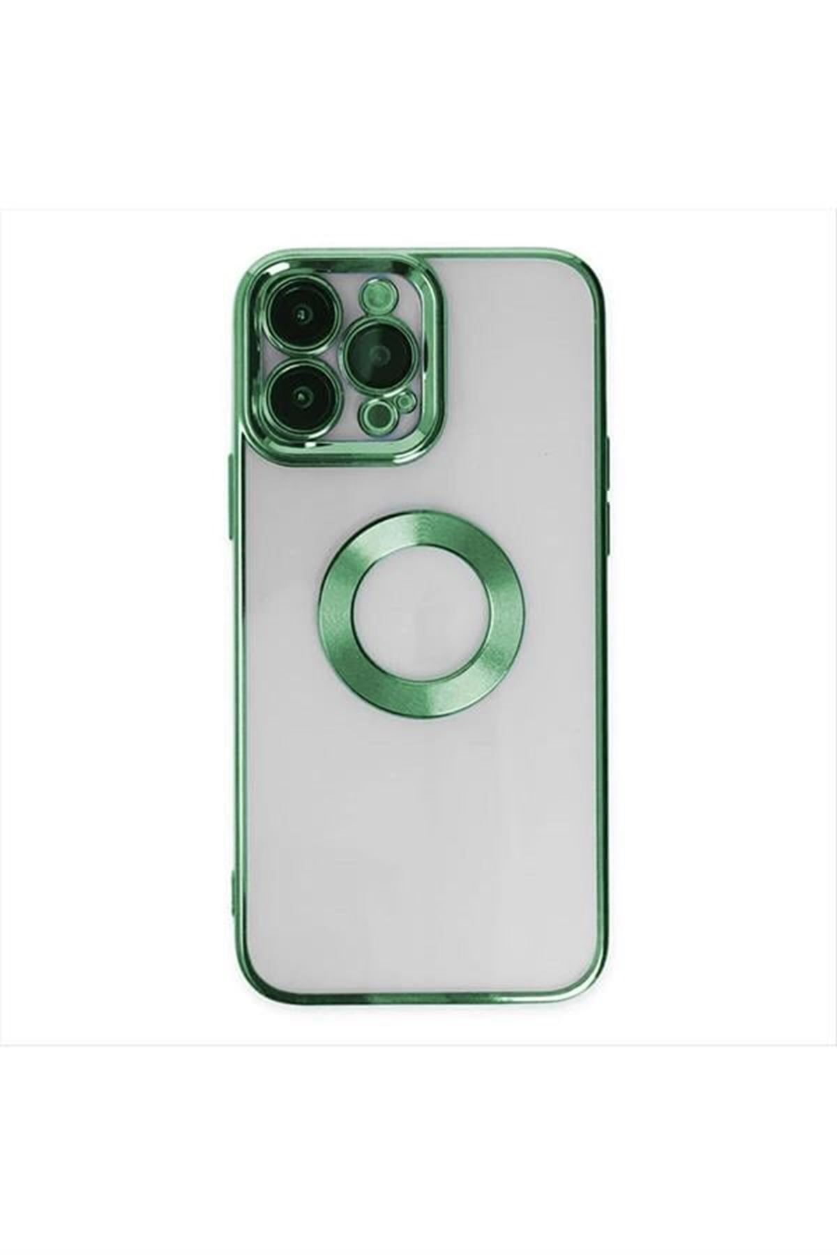 iPhone 14 Pro Lensli Lazer Silikon Kılıf (Kamera Korumalı) - Yeşil
