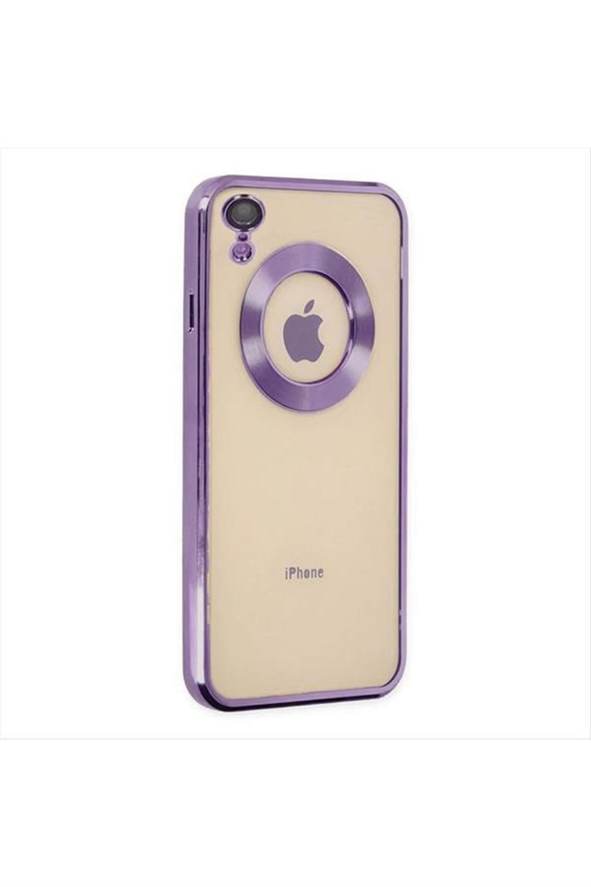 iPhone XR Lüx Lensli Lazer Silikon Kılıf (Kamera Korumalı) - Mor