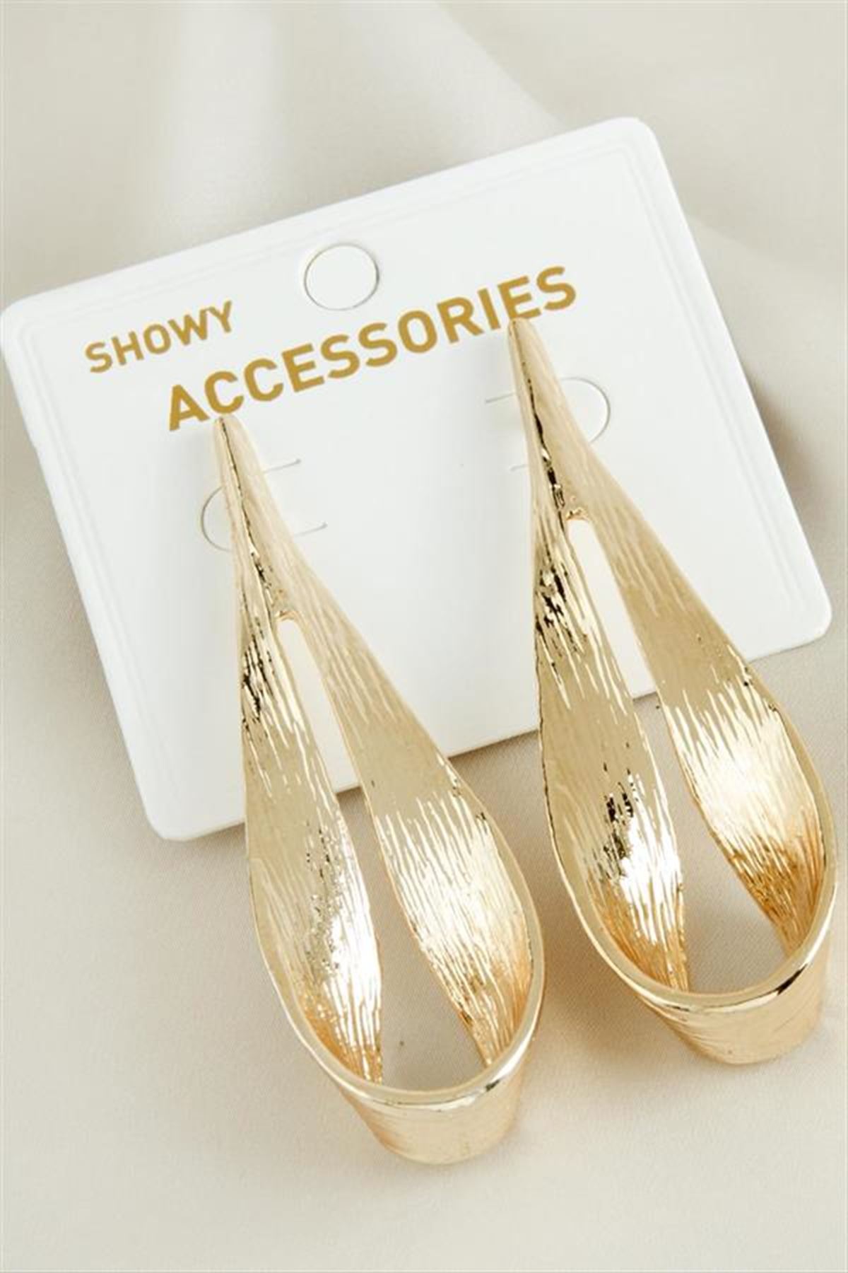 Oval Yeni Sezon Metal Küpe - Sarı