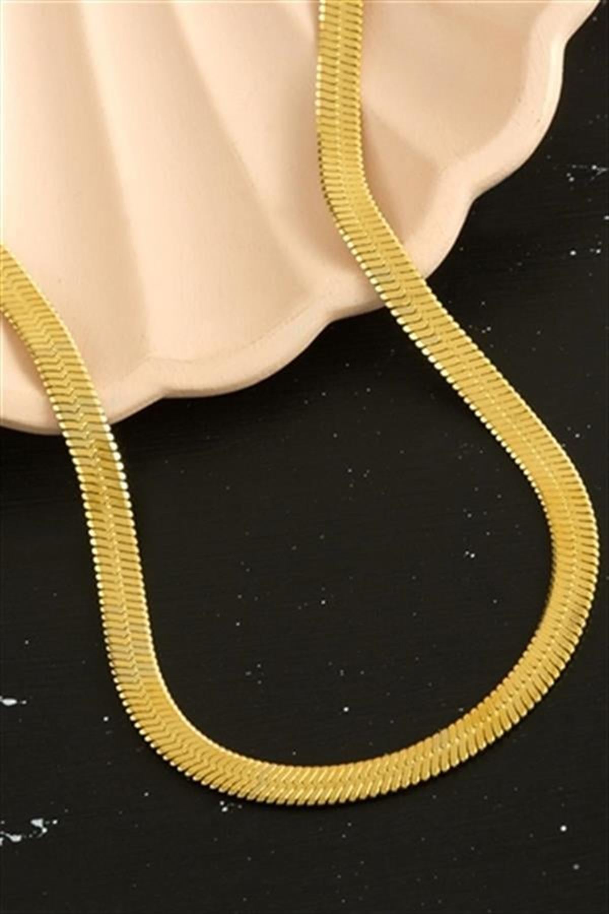 Lüx İtalyan Çelik Zincir Kolye 45CM - Sarı