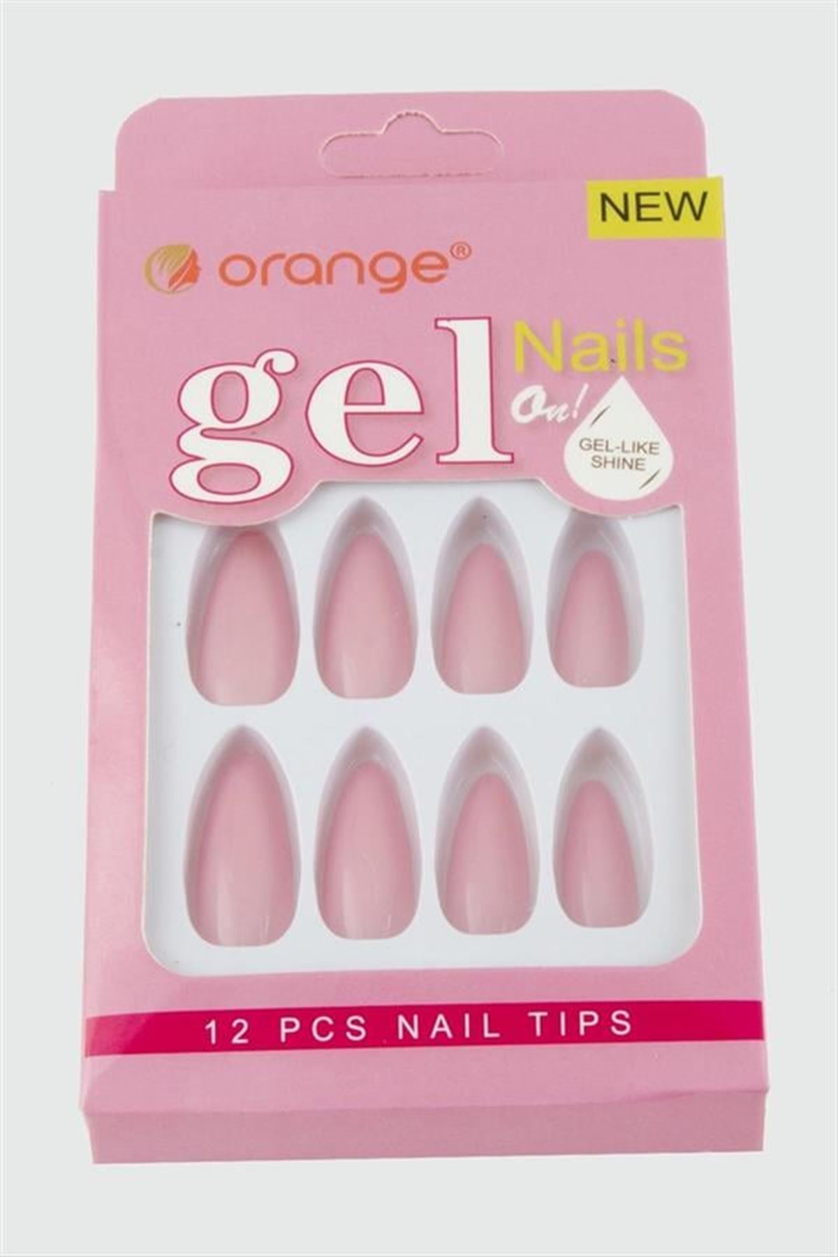 Orange Yapıştırıcılı Jel Takma Tırnak - Açık Pembe