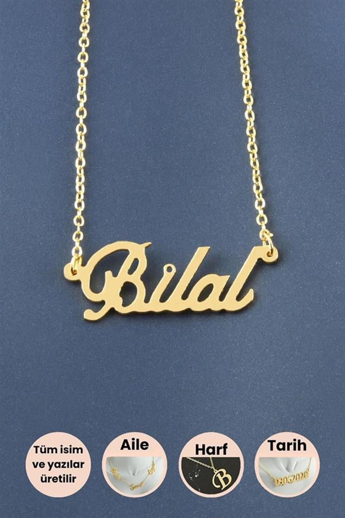 Bilal İsimli Kolye - Sarı