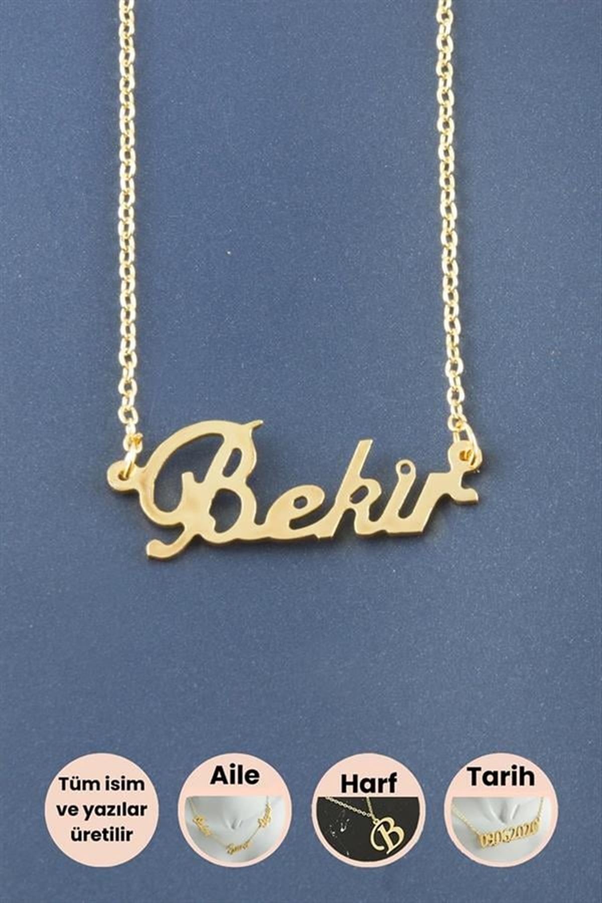 Bekir İsimli Kolye - Sarı