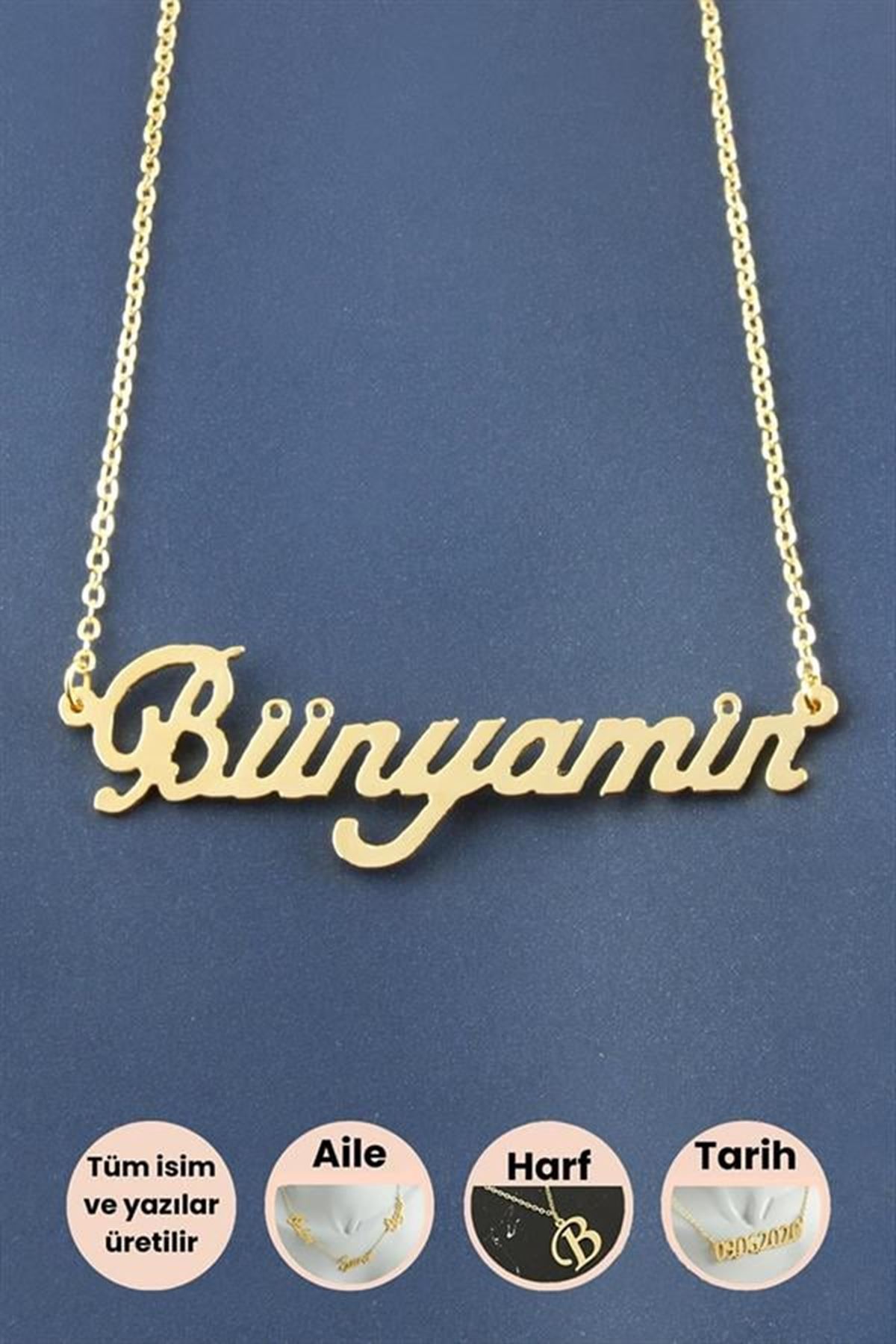 Bünyamin İsimli Kolye - Sarı