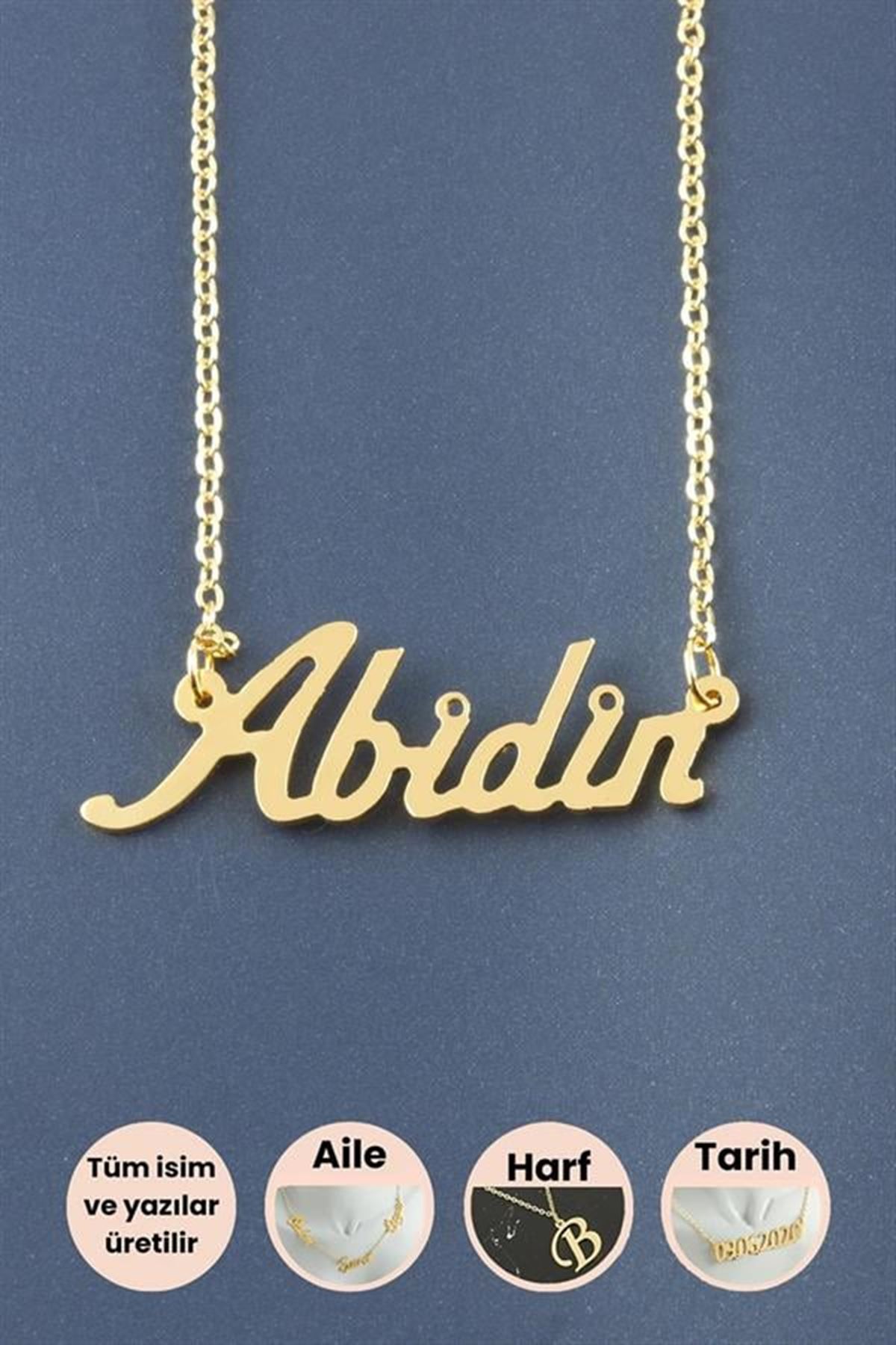 Abidin İsimli Kolye - Sarı