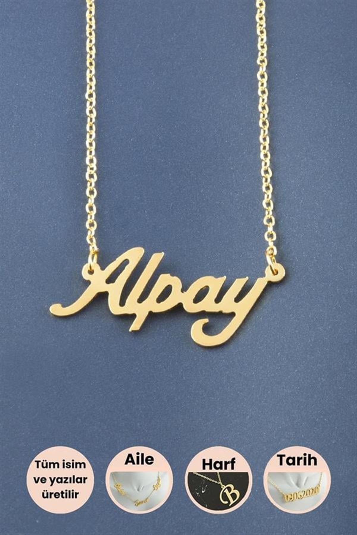 Alpay İsimli Kolye - Sarı