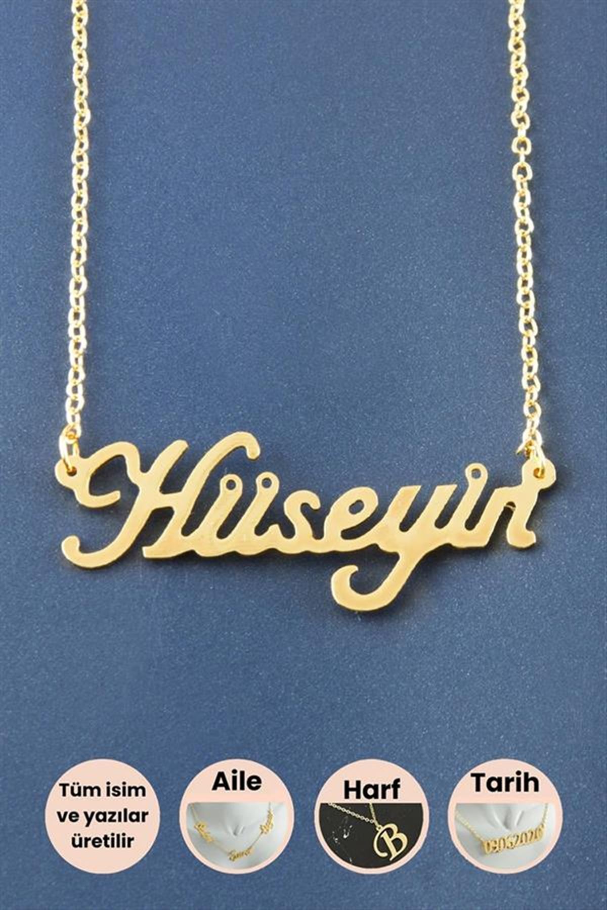 Hüseyin İsimli Kolye - Sarı