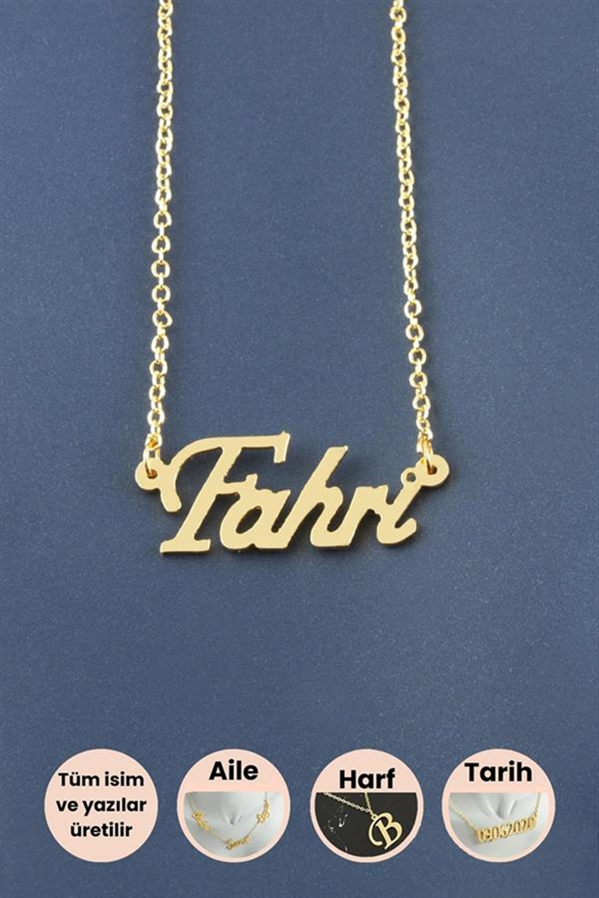 Fahri İsimli Kolye - Sarı