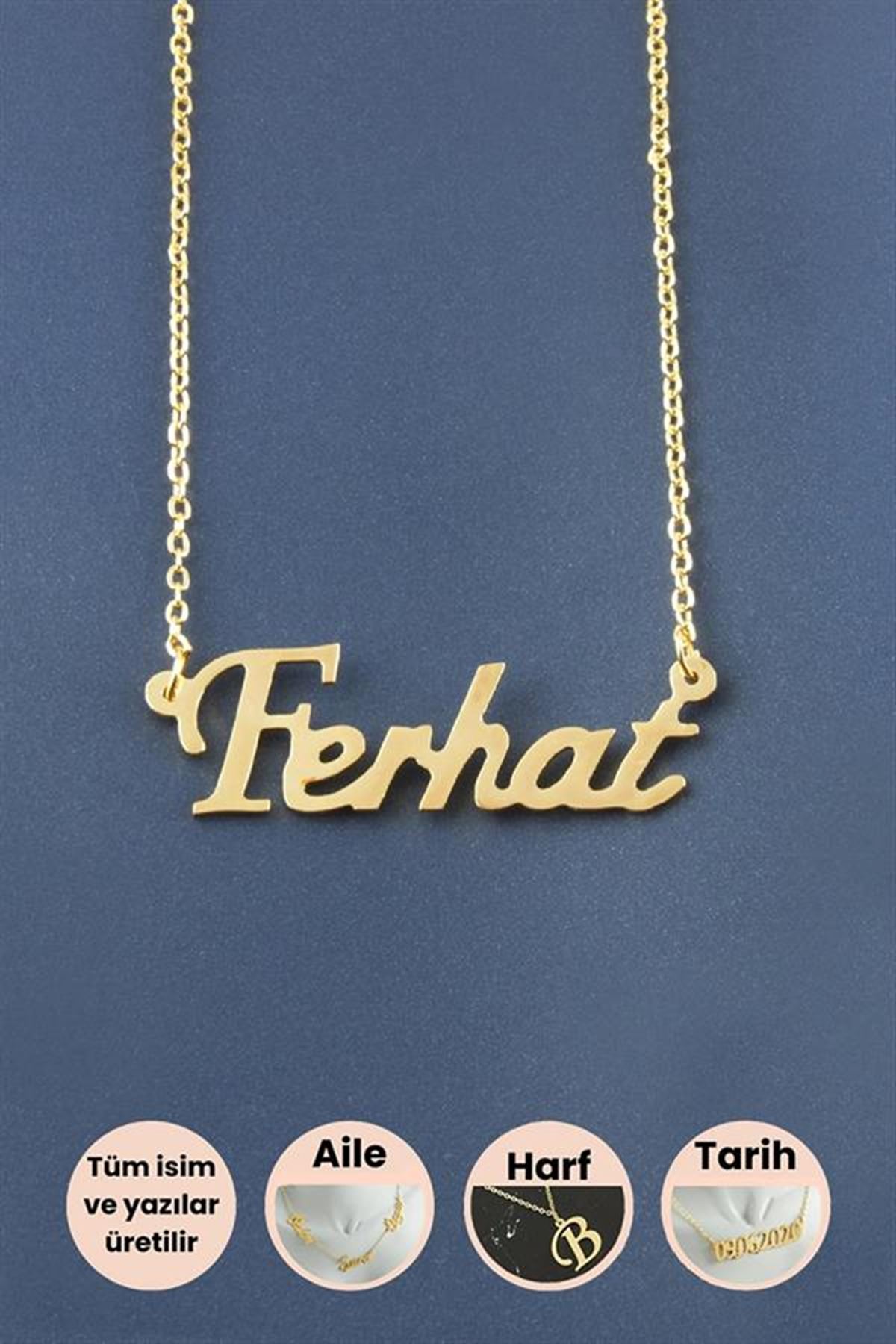 Ferhat İsimli Kolye - Sarı