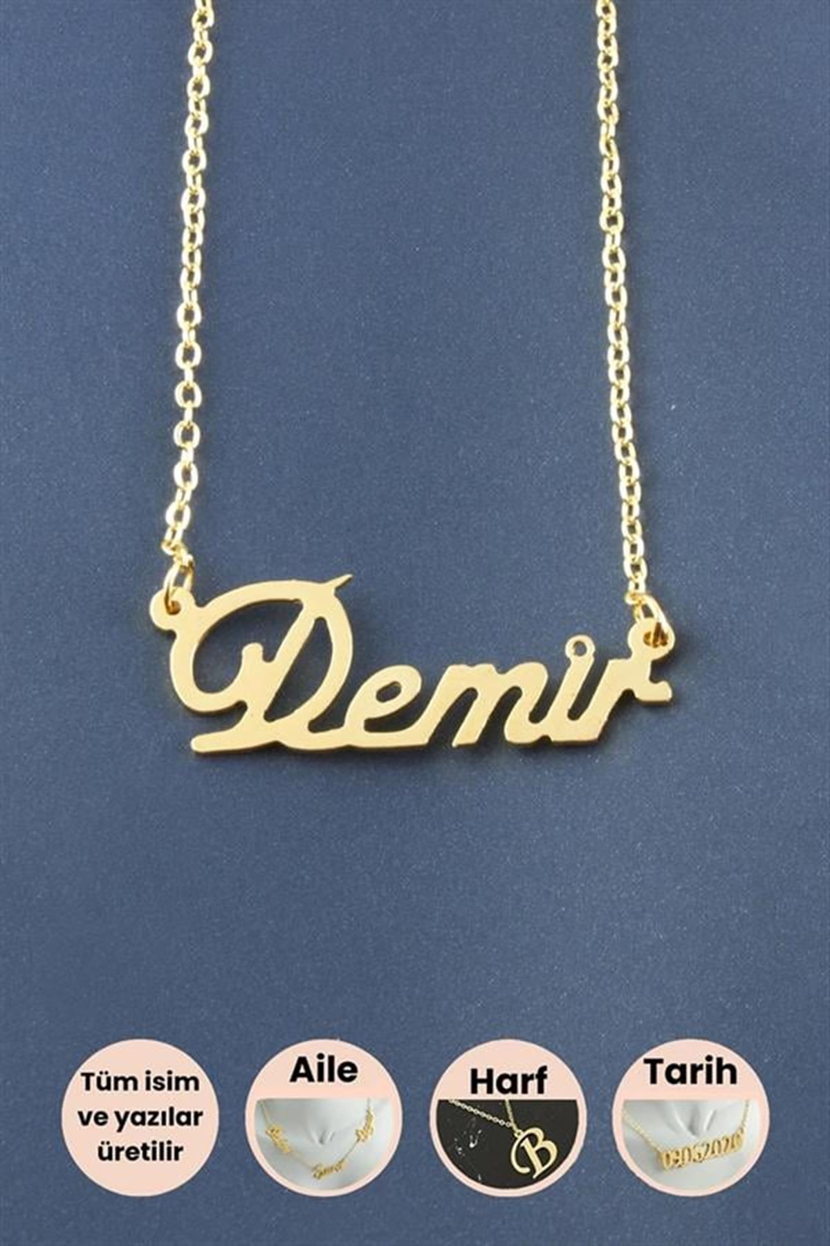 Demir İsimli Kolye - Sarı