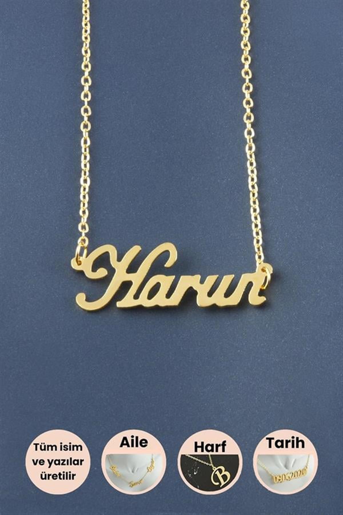 Harun İsimli Kolye - Sarı