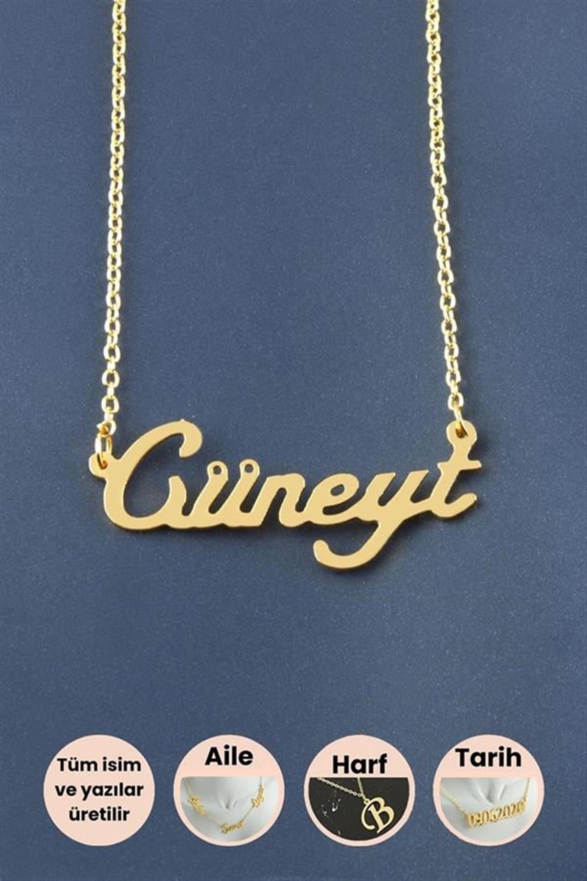 Cüneyt İsimli Kolye - Sarı