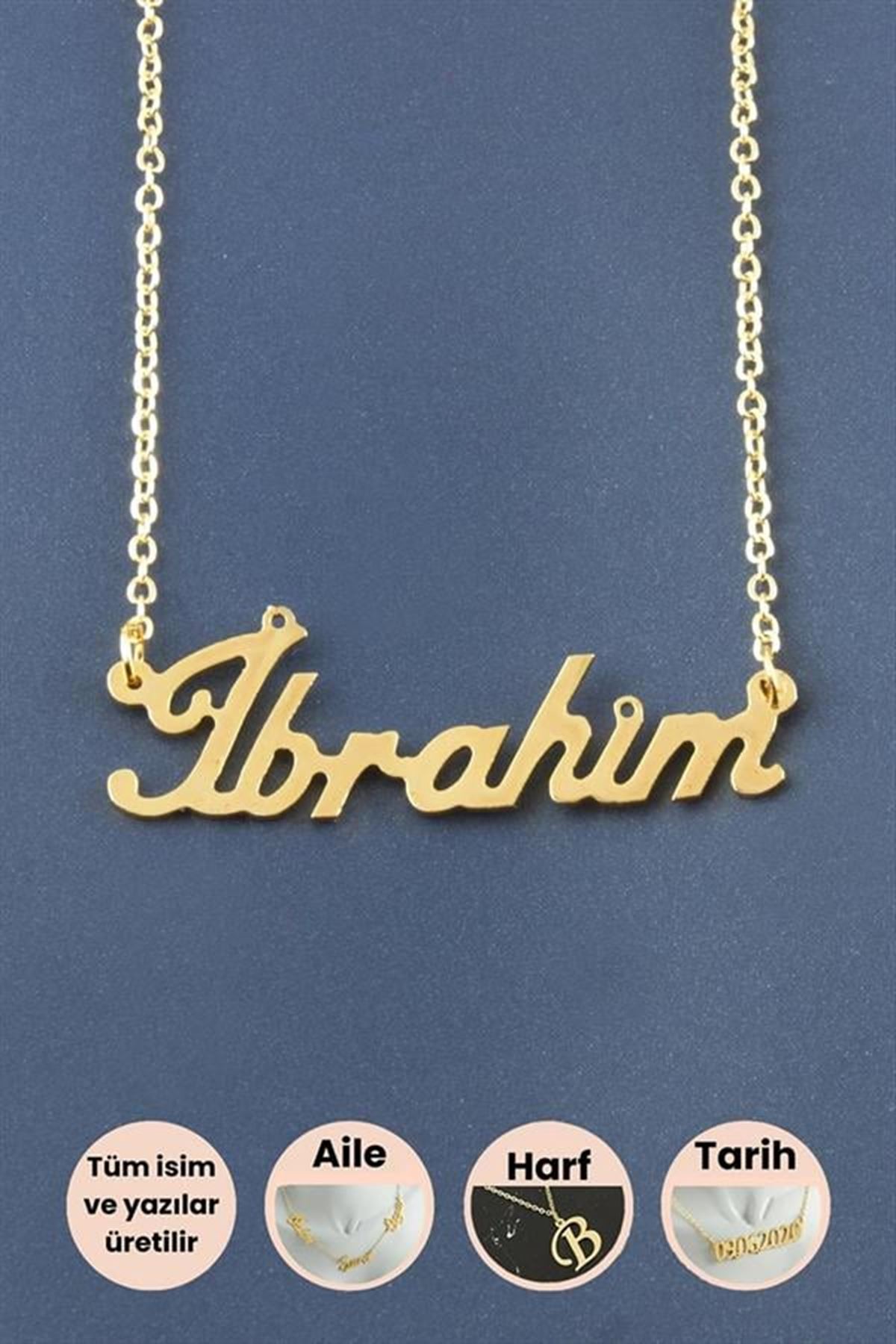 İbrahim İsimli Kolye - Sarı