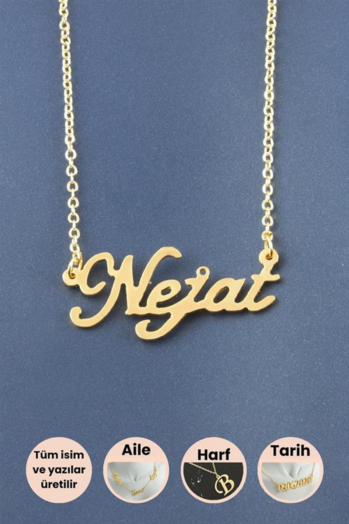 Nejat İsimli Kolye - Sarı