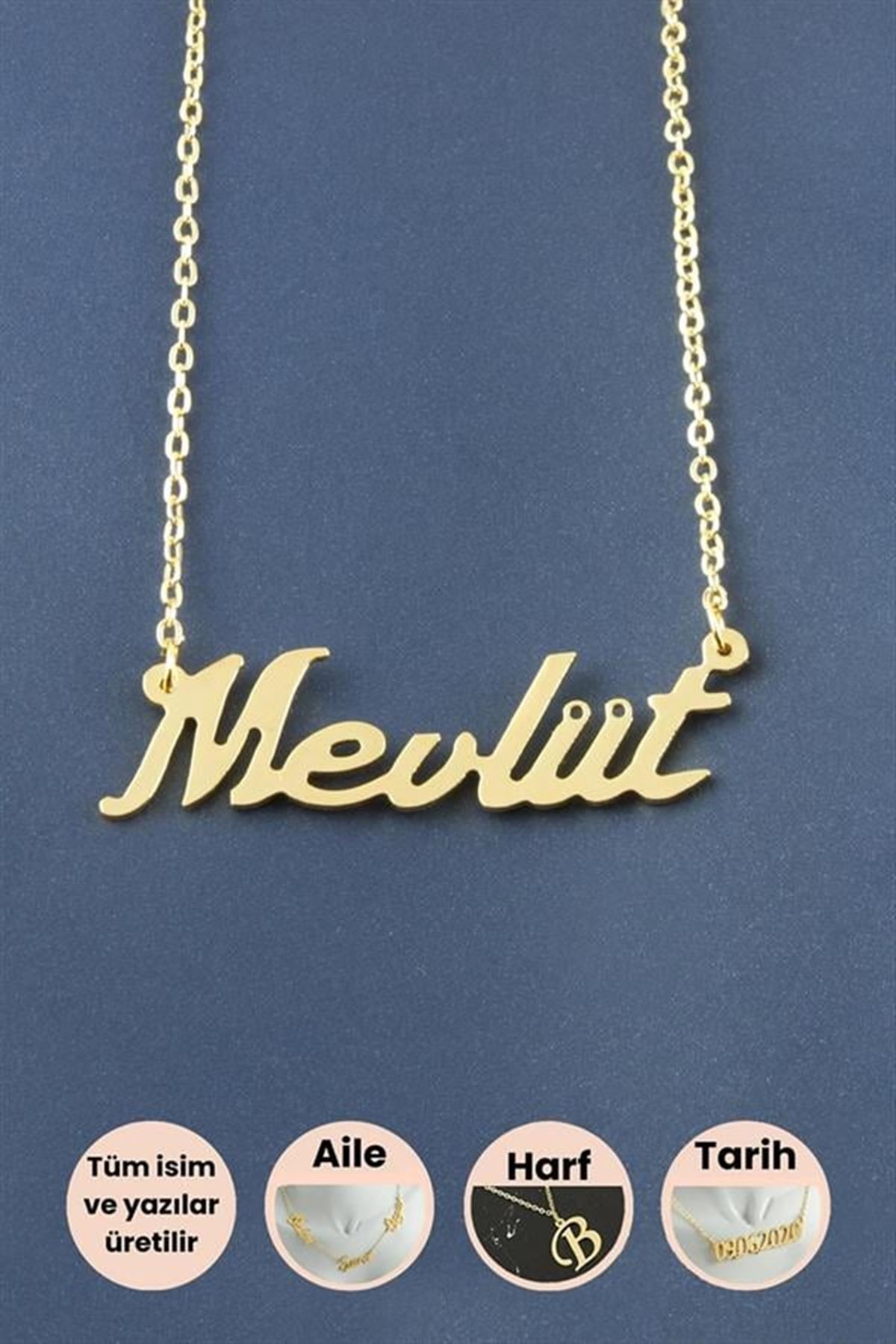Mevlüt İsimli Kolye - Sarı