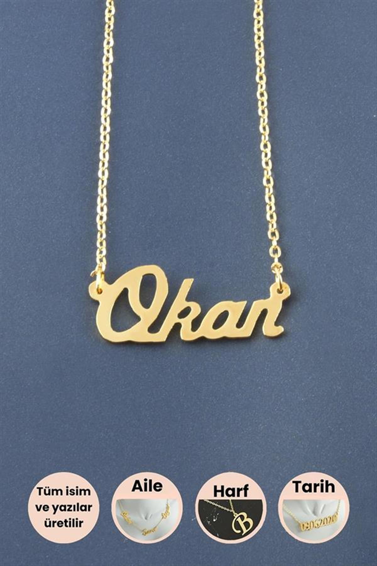 Okan İsimli Kolye - Sarı