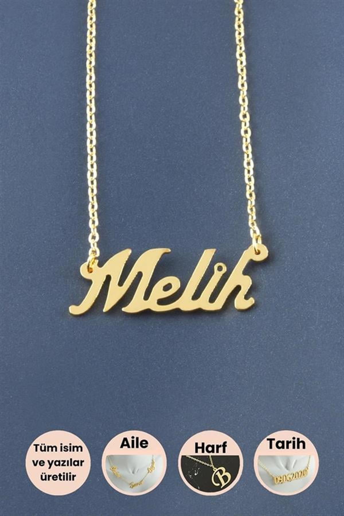 Melih İsimli Kolye - Sarı