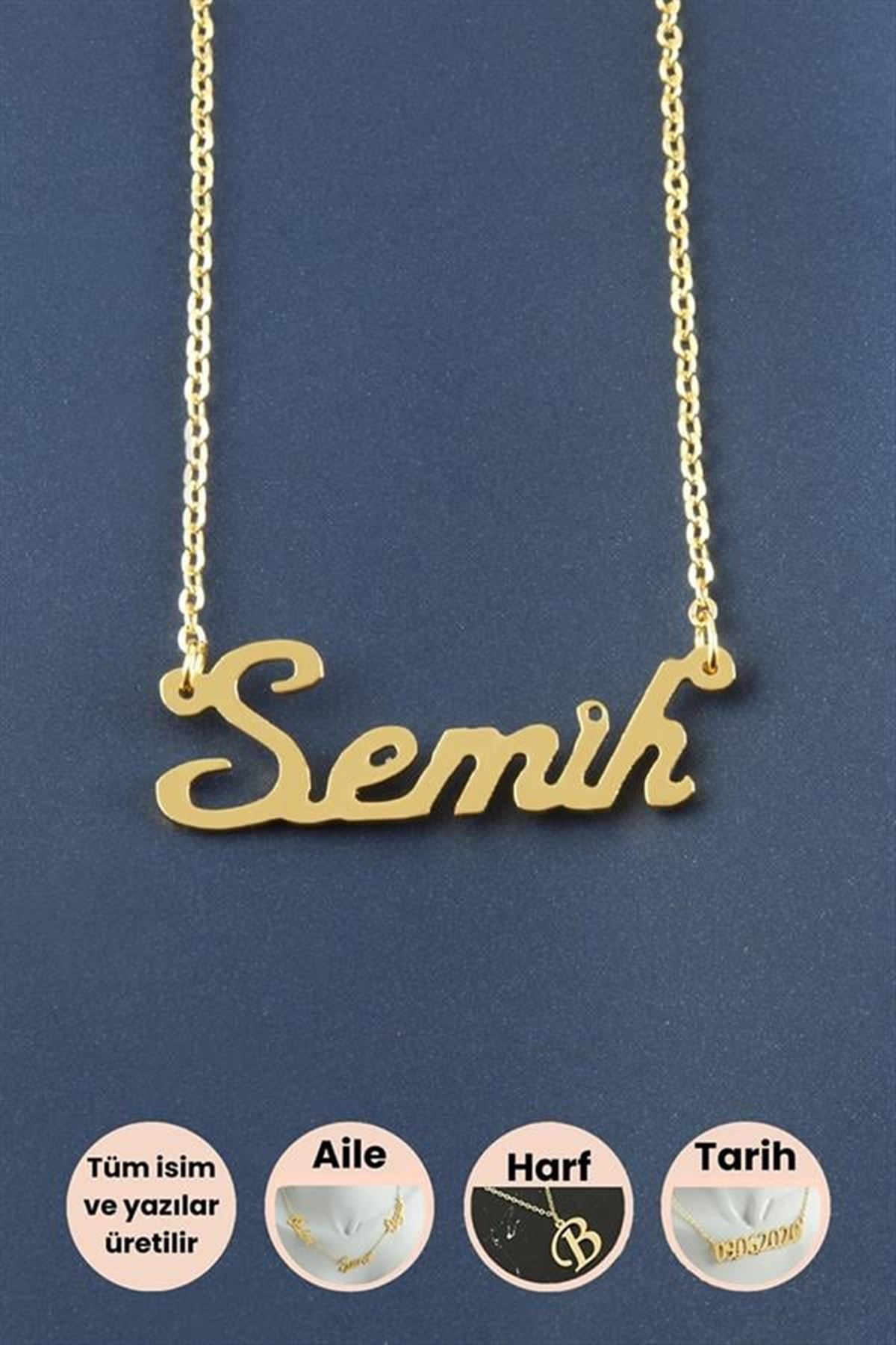 Semih İsimli Kolye - Sarı