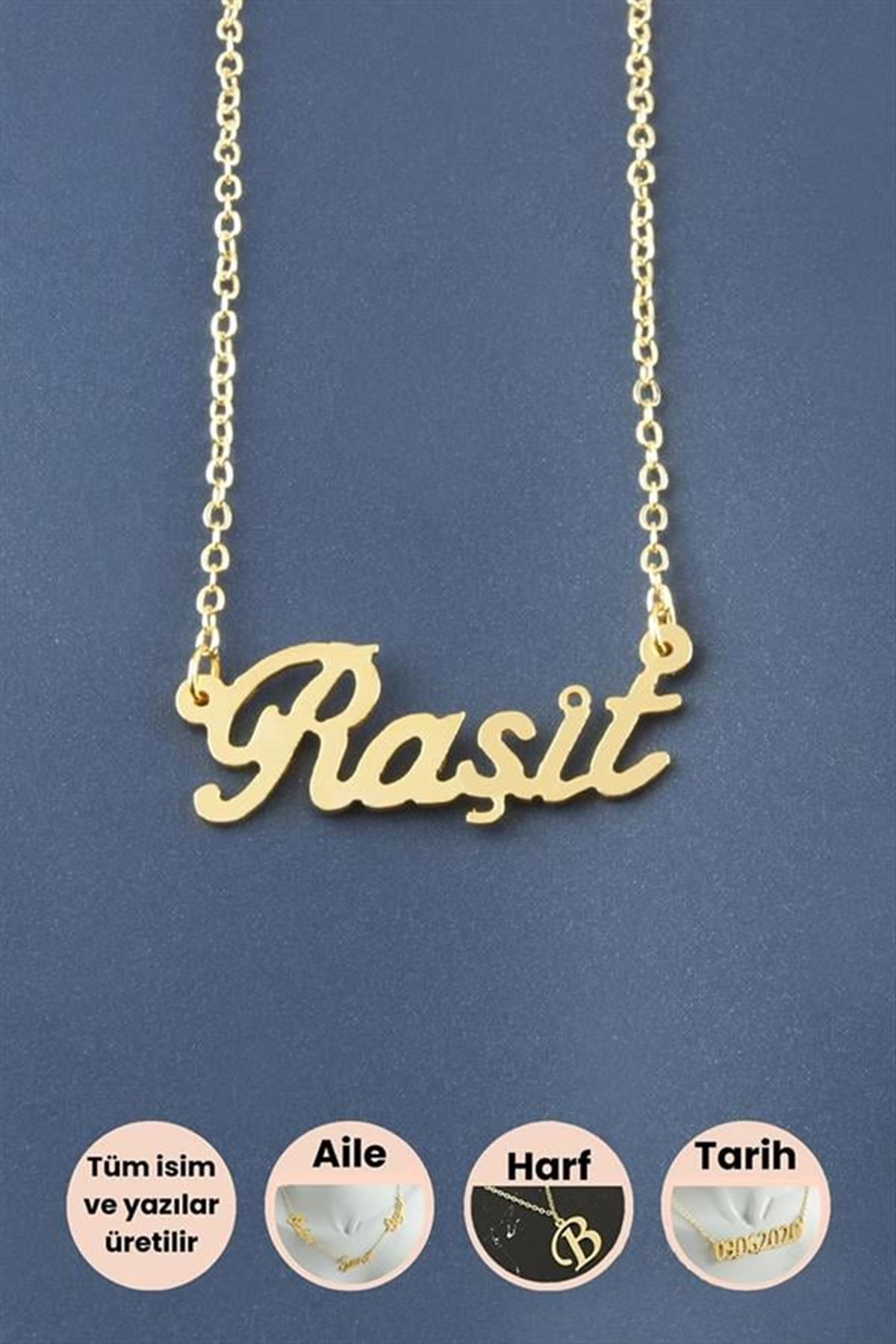 Raşit İsimli Kolye - Sarı