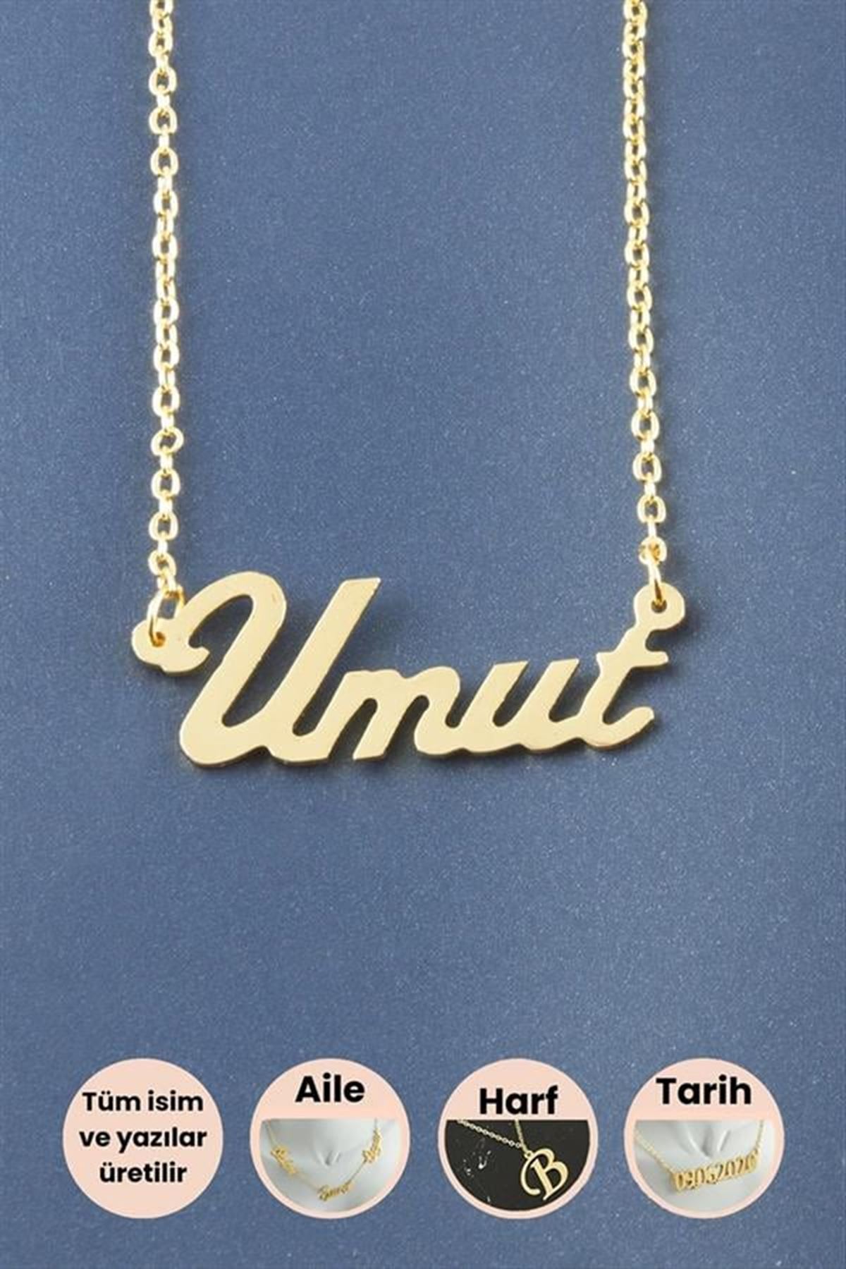 Umut İsimli Kolye - Sarı
