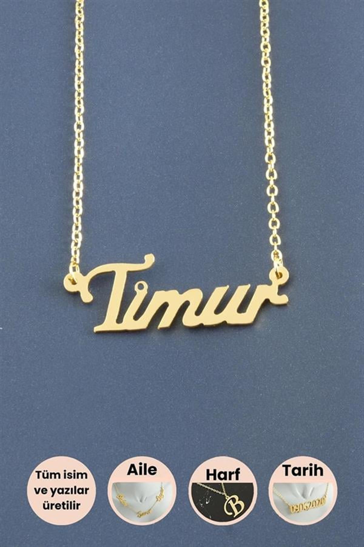Timur İsimli Kolye - Sarı