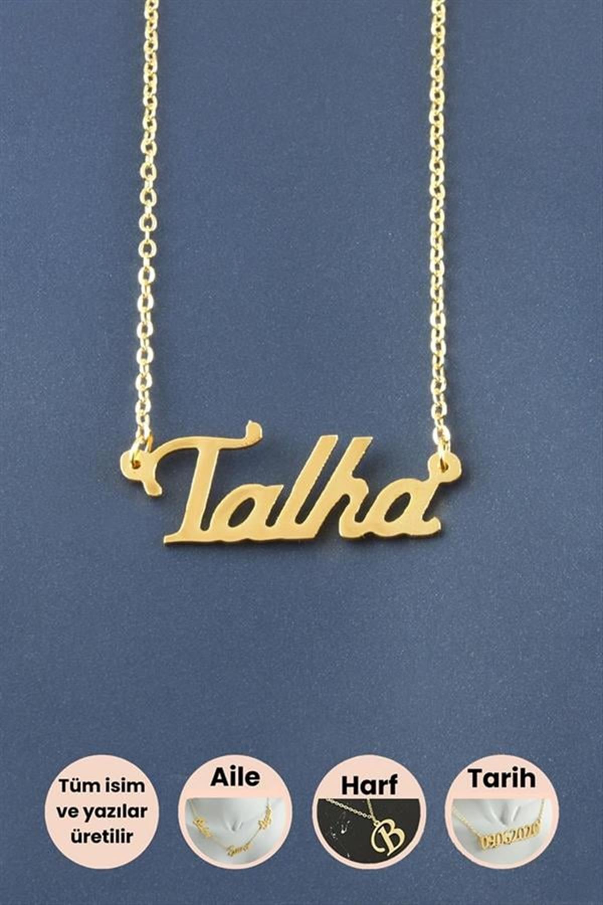 Talha İsimli Kolye - Sarı