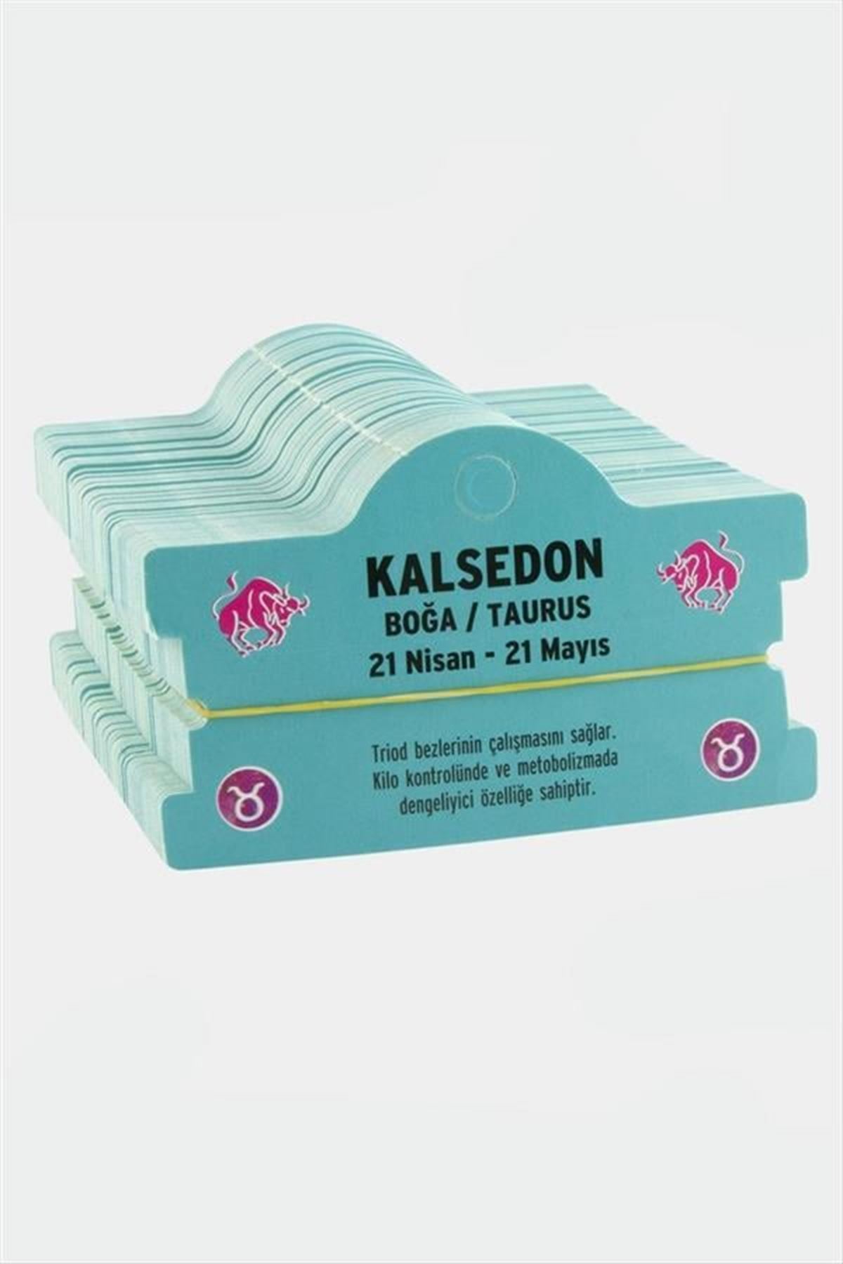 Kalsedon & Boğa Burç Bileklik Kartı - Açık Mavi