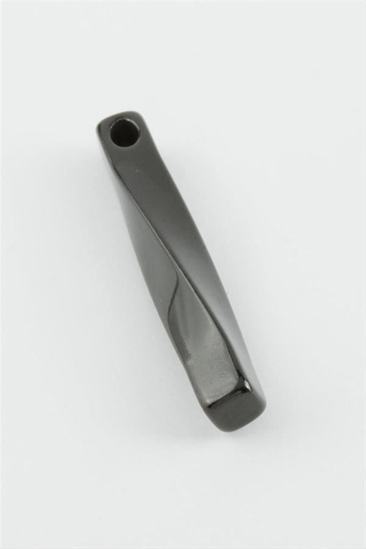 Burgulu İsim Yazılabilir Çelik Kolye Ucu 0,5*4 cm - Siyah