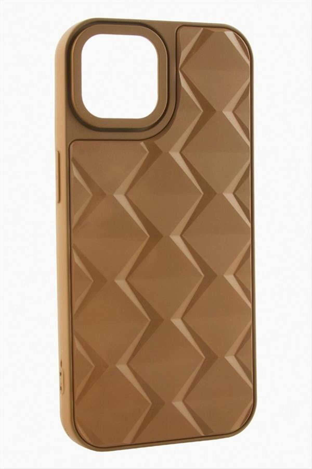 iPhone 15 Pro Max Prizma Desenli Lüx Liza Kılıf - Kahverengi