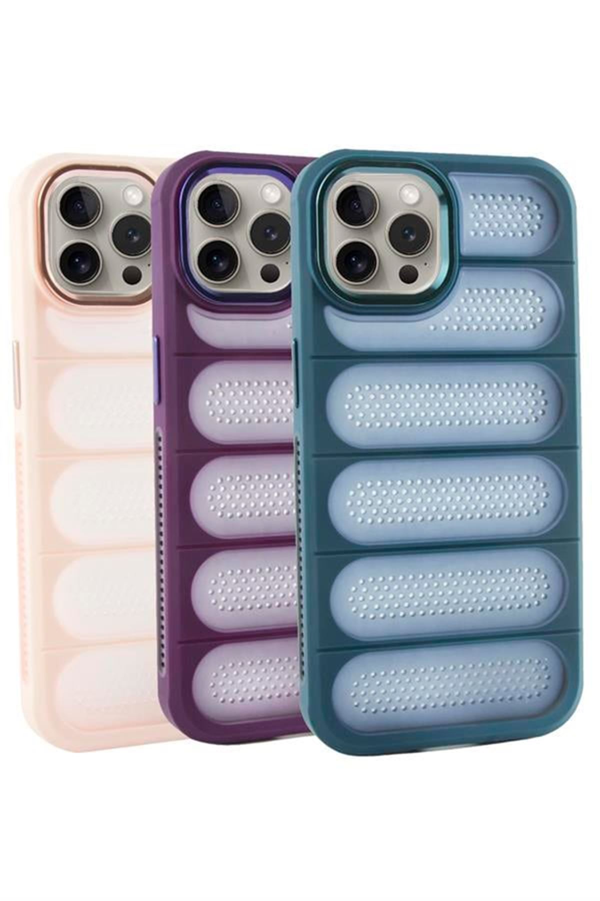 iPhone 15 Pro Max Noktalı Lüx Sas Kapak Kılıf - Gri