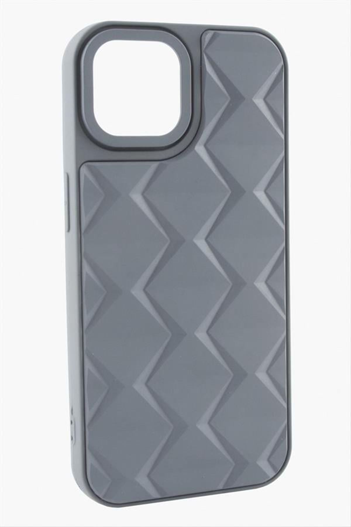 iPhone 15 Prizma Desenli Lüx Liza Kılıf - Gri