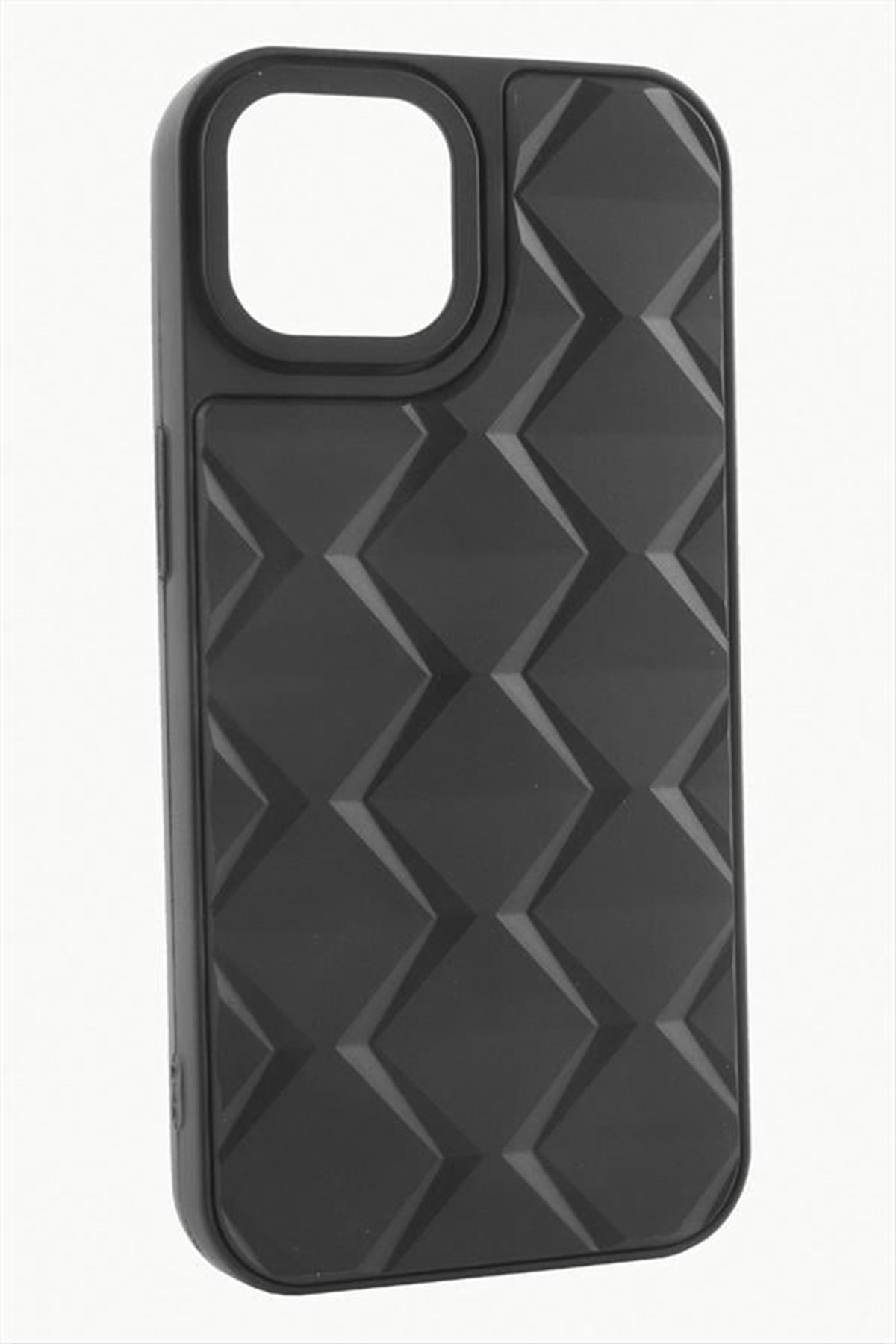 iPhone 14 Pro Max Prizma Desenli Lüx Liza Kılıf - Siyah