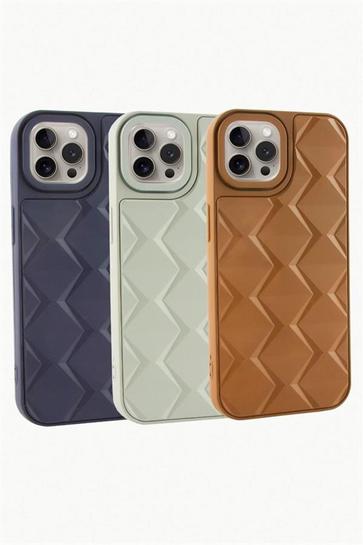 iPhone 15 Pro Max Prizma Desenli Lüx Liza Kılıf - Mor