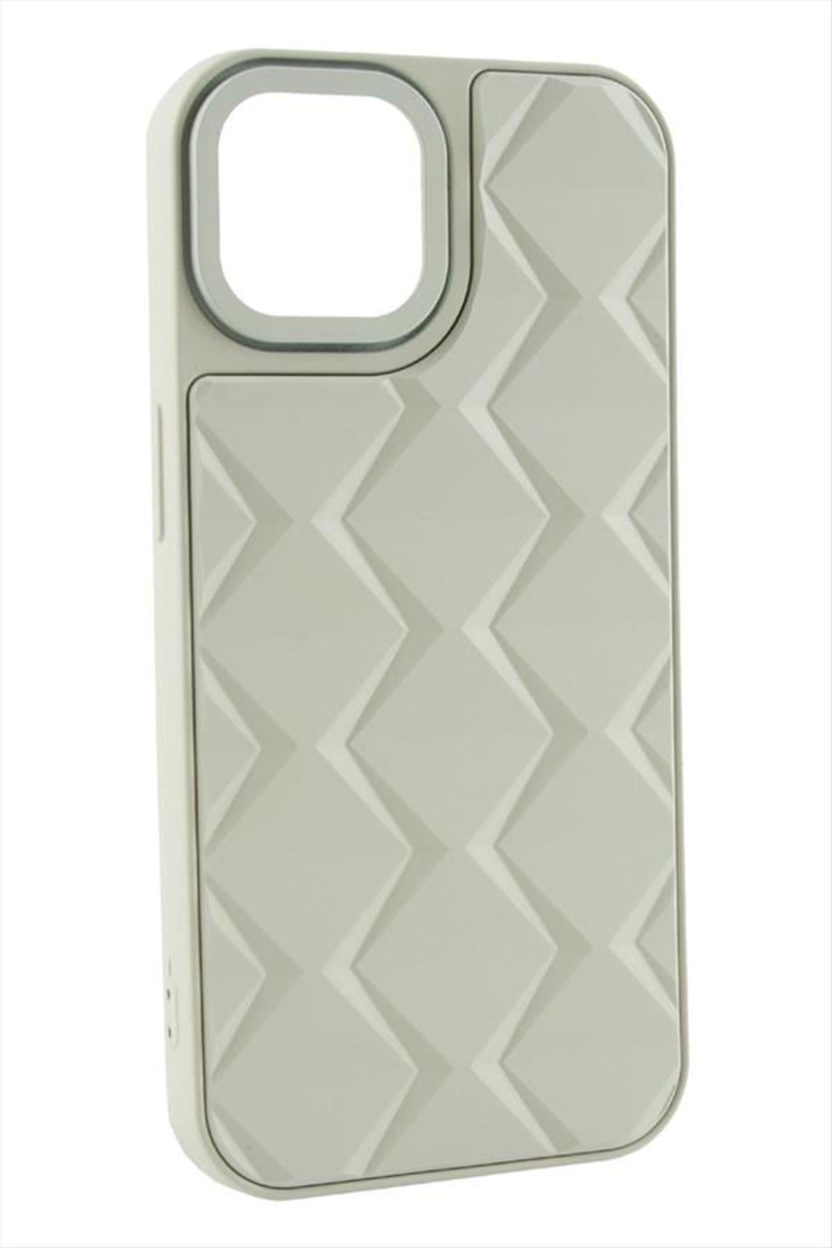 iPhone 12 Pro Prizma Desenli Lüx Liza Kılıf - Krem