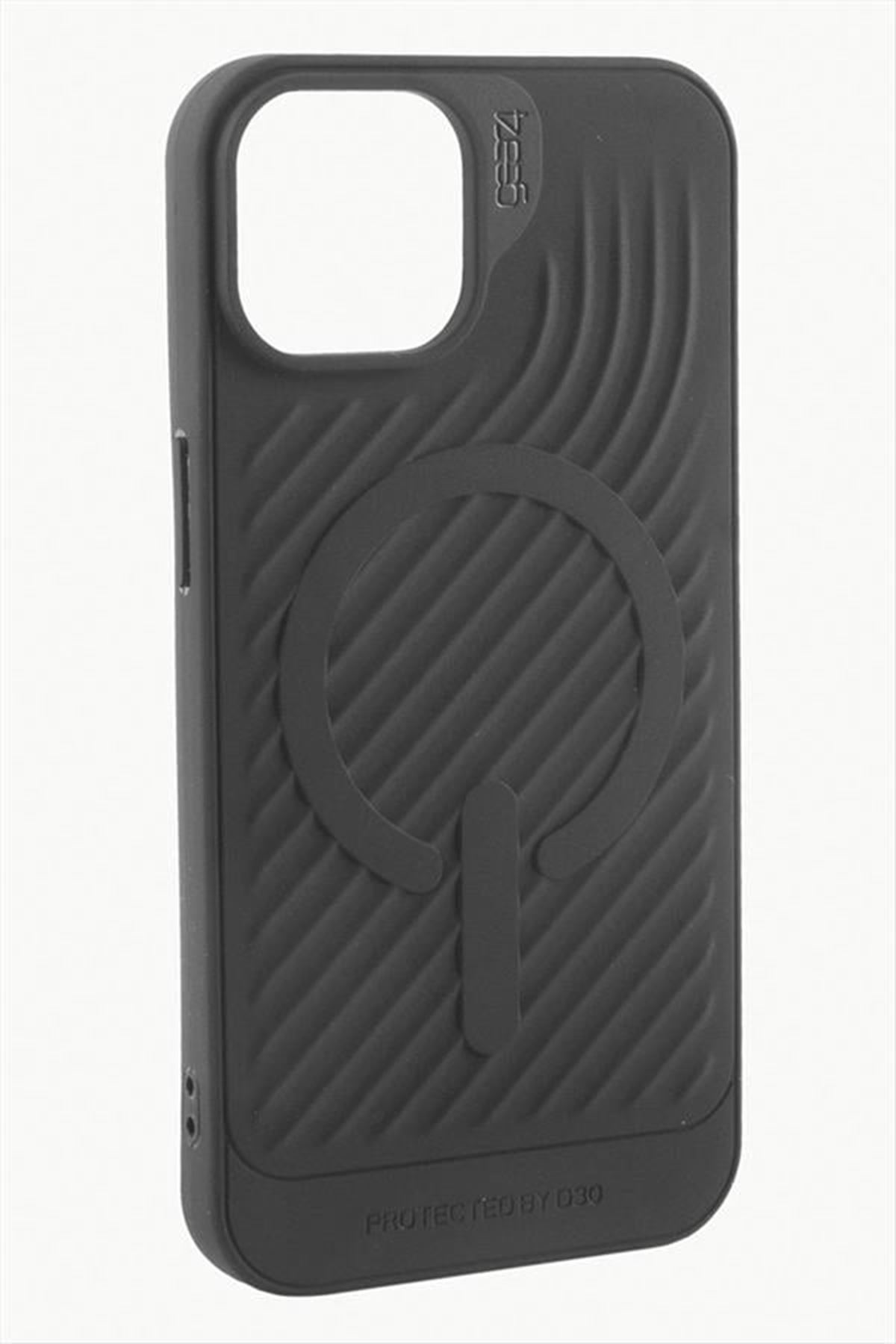 iPhone 12 6.1 Lüx Magsaff Gear Silikon Kılıf - Siyah