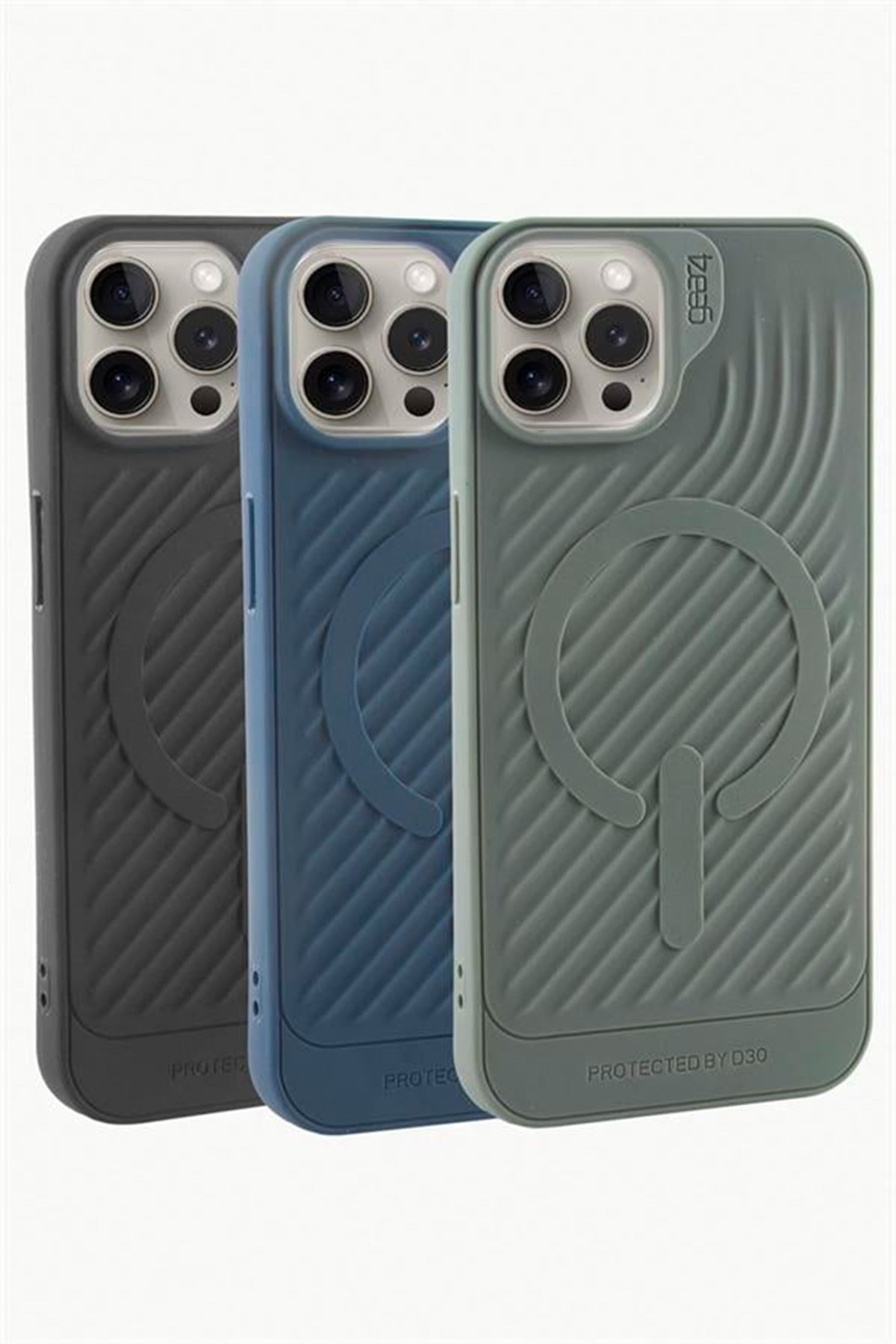 iPhone 15 Pro Max Lüx Magsaff Gear Silikon Kılıf - Lacivert