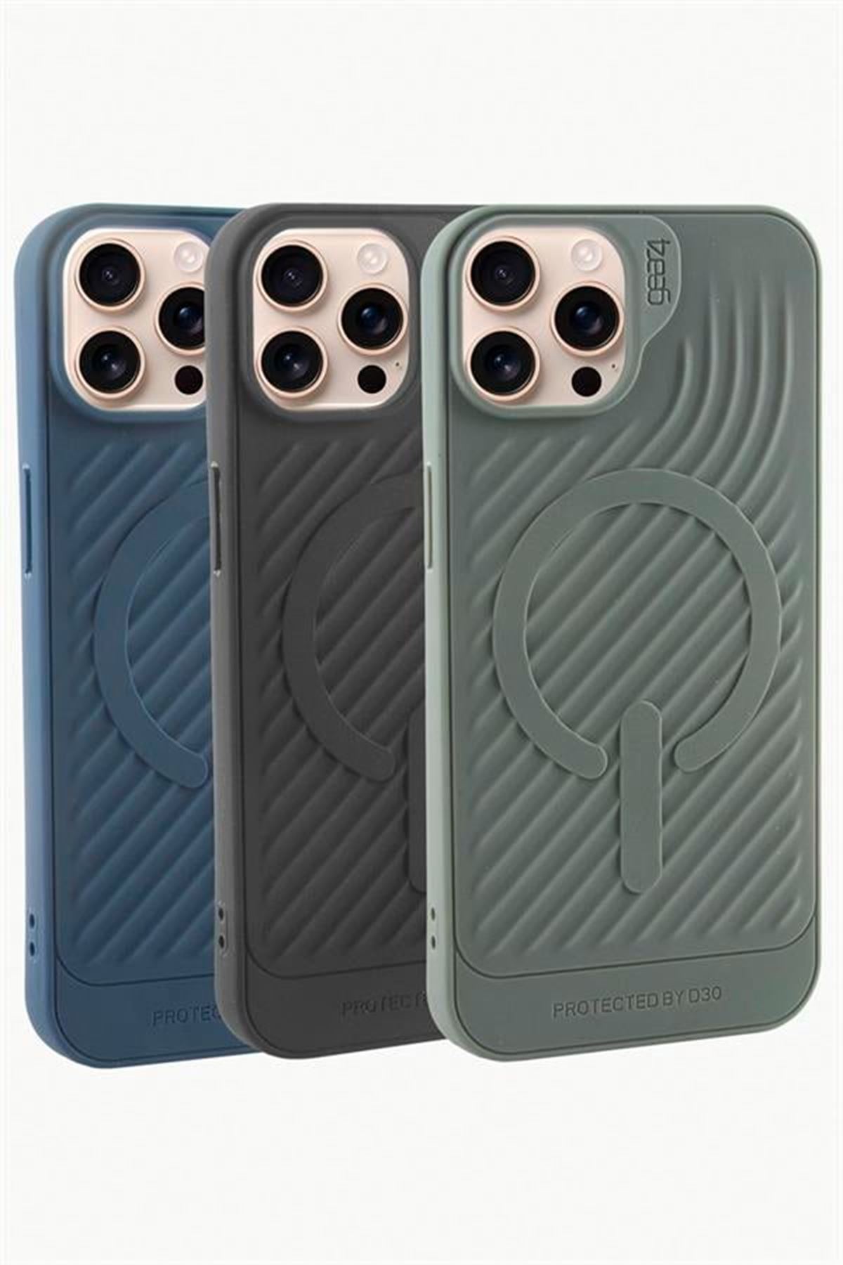 iPhone 16 Pro Max Lüx Magsaff Gear Silikon Kılıf - Siyah