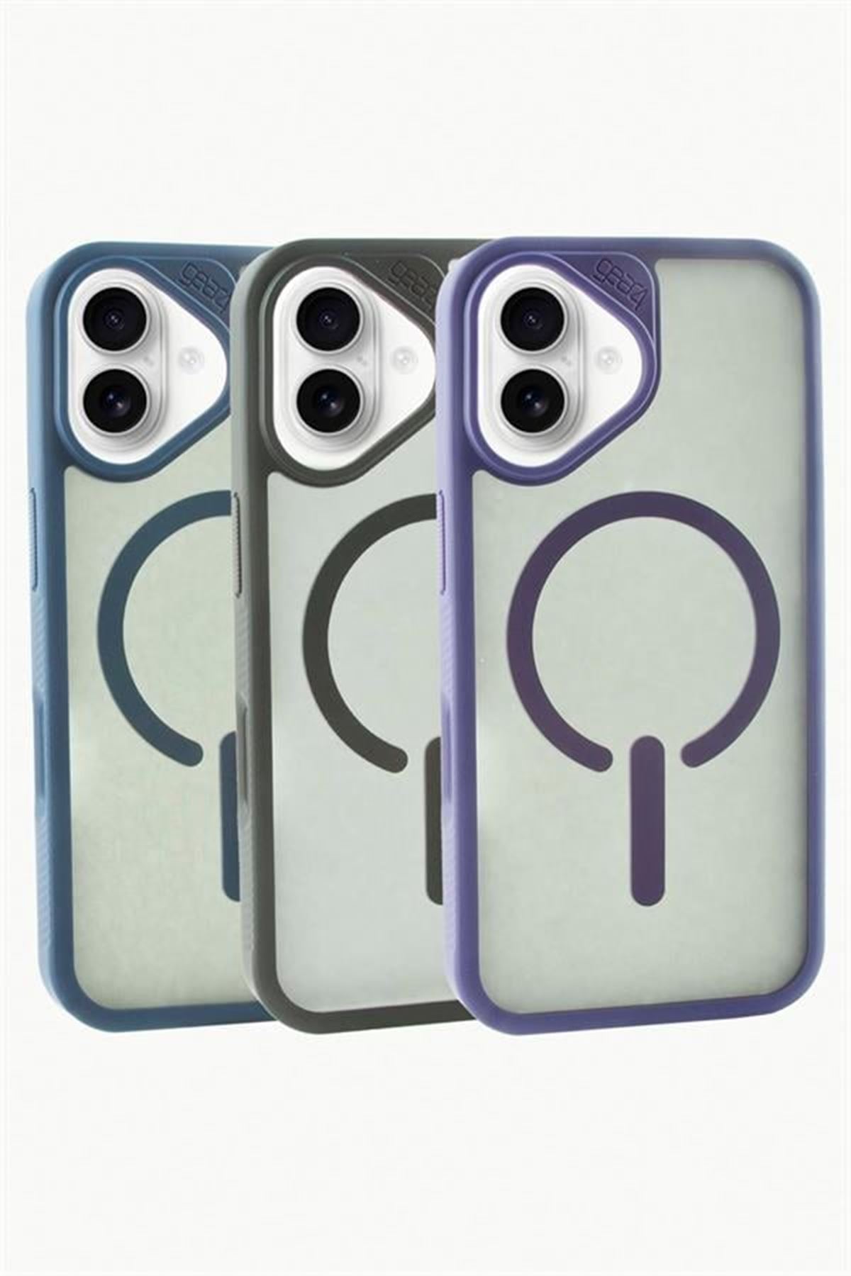 iPhone 16 Lüx Magsaff Kapak Kılıf - Gri