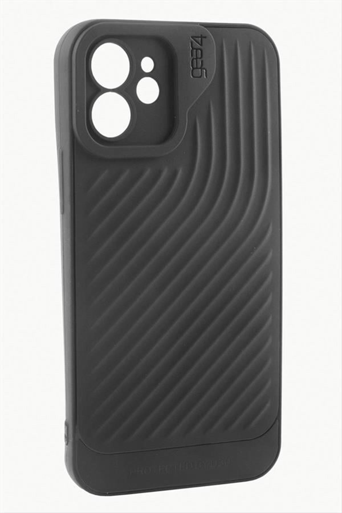 iPhone 12 6.1 Çizgili Lüx Gear Silikon Kılıf - Siyah