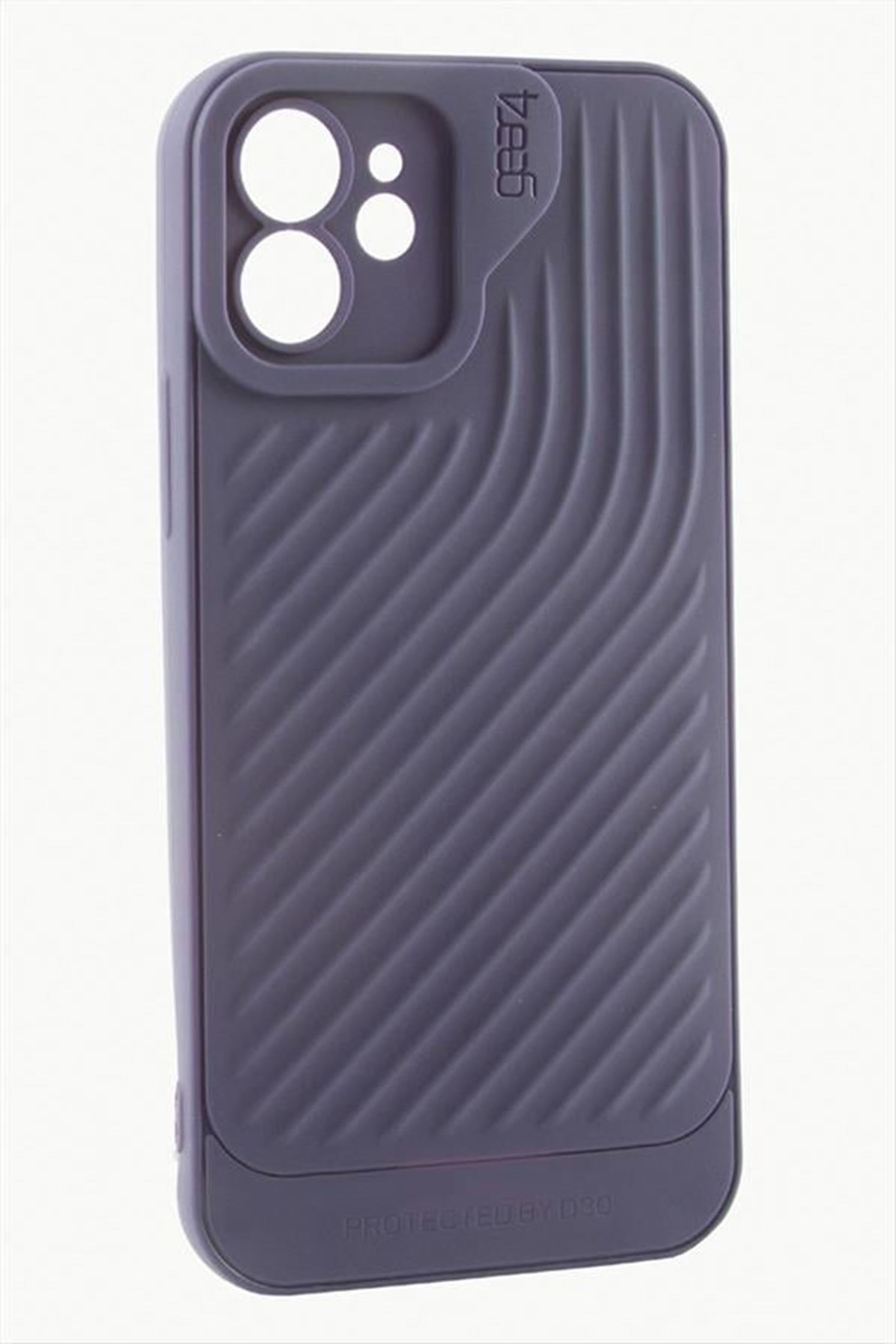 iPhone 12 6.1 Çizgili Lüx Gear Silikon Kılıf - Mor