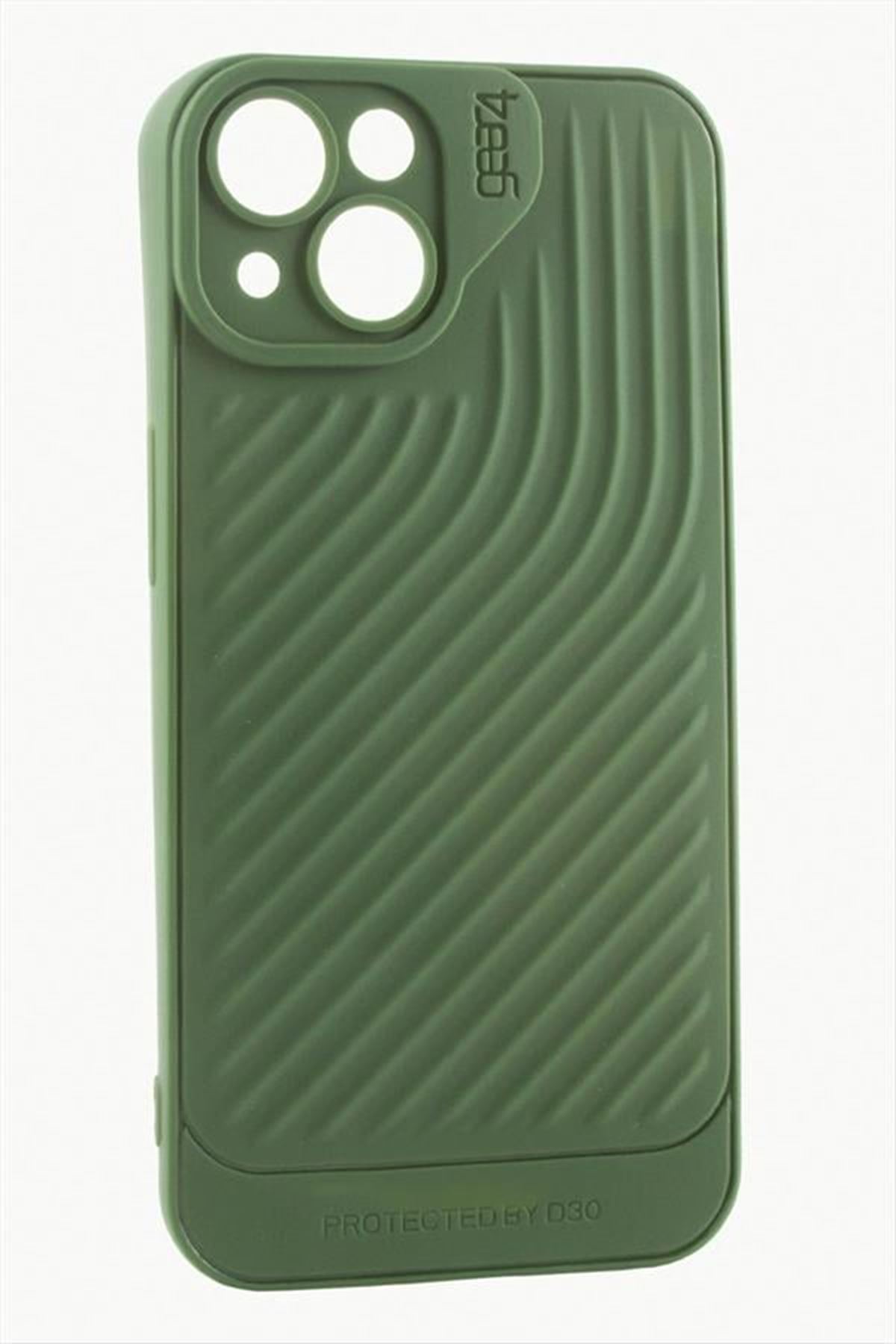 iPhone 15 6.1 Çizgili Lüx Gear Silikon Kılıf - Yeşil